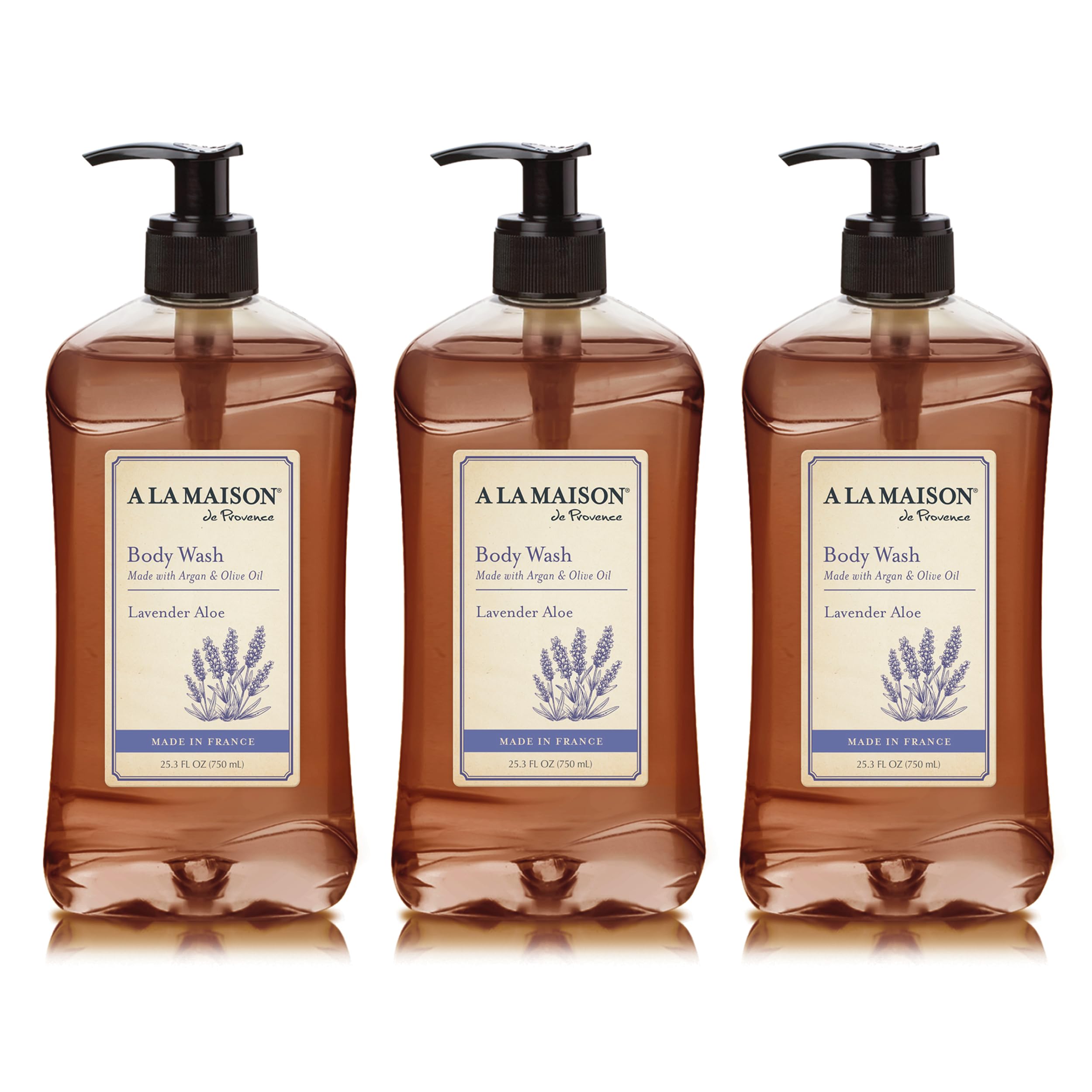 A LA MAISON Lavender Aloe Body Wash 25.36 Fl Oz, 3 Pack | French Milled, Natural Cleanser