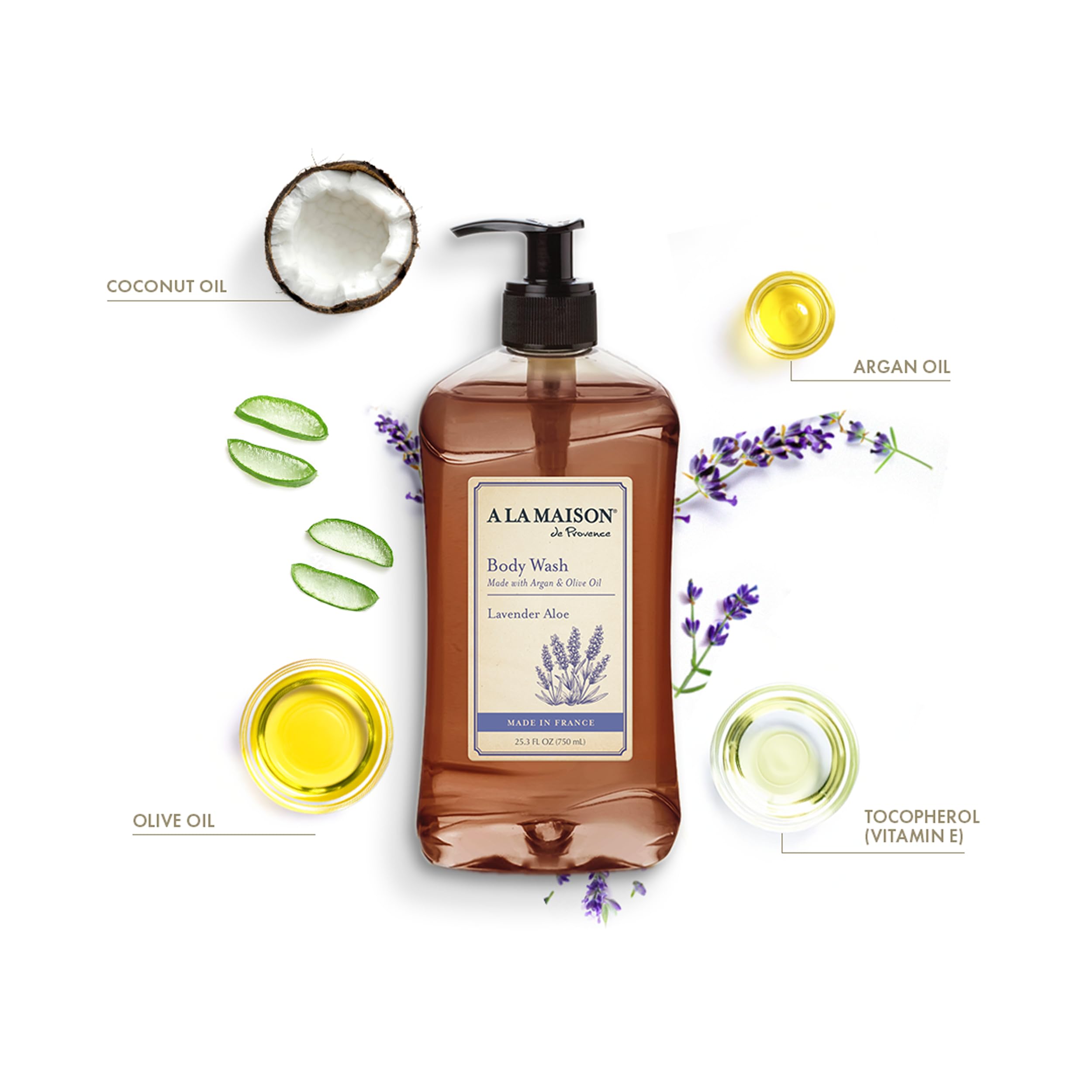 A LA MAISON Lavender Aloe Body Wash 25.36 Fl Oz, 3 Pack | French Milled, Natural Cleanser