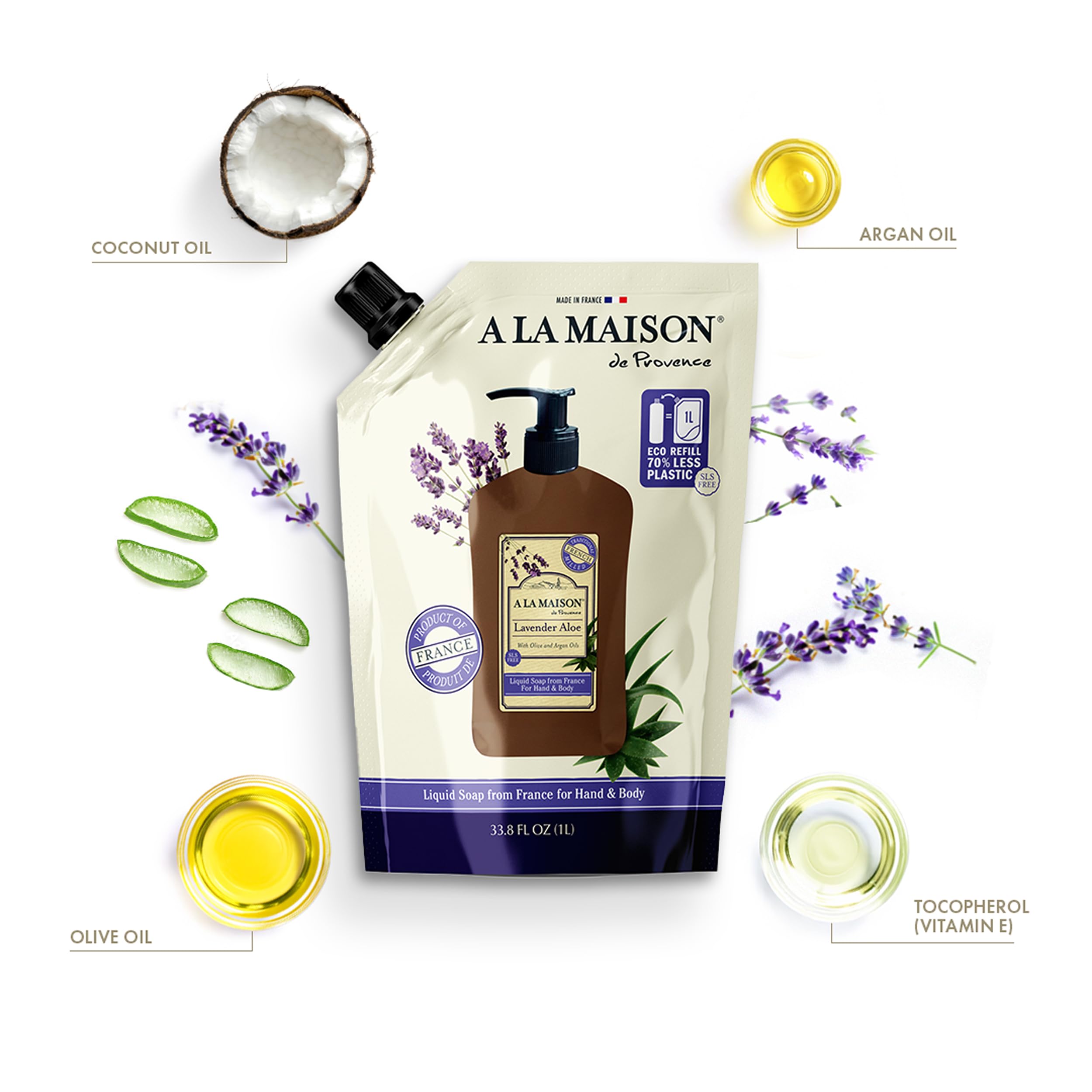 A LA MAISON Lavender Aloe Refill – French Liquid Hand Soap (Vegan, Cruelty-Free)