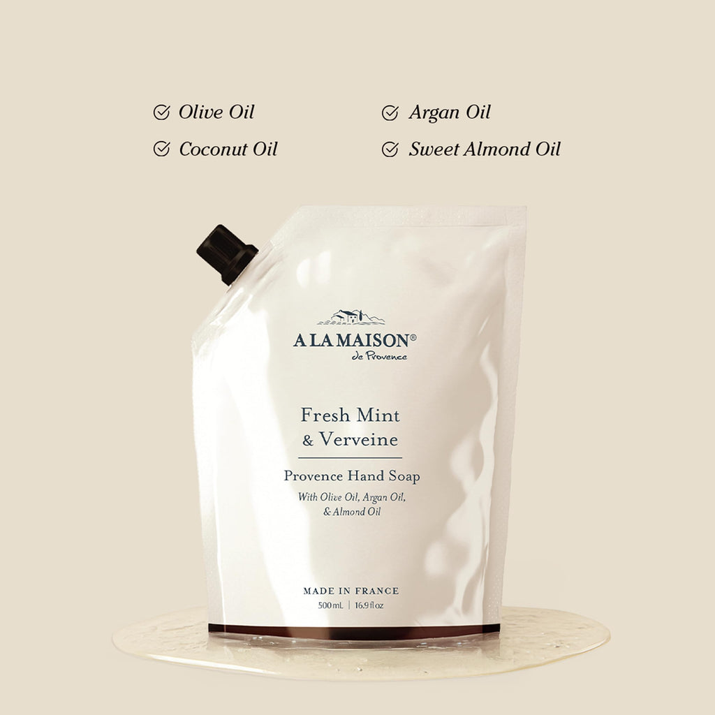 A LA MAISON Hand Soap Refill Pouch – Fresh Mint & Verveine | Eco-Friendly, Plant-Based, Made in France