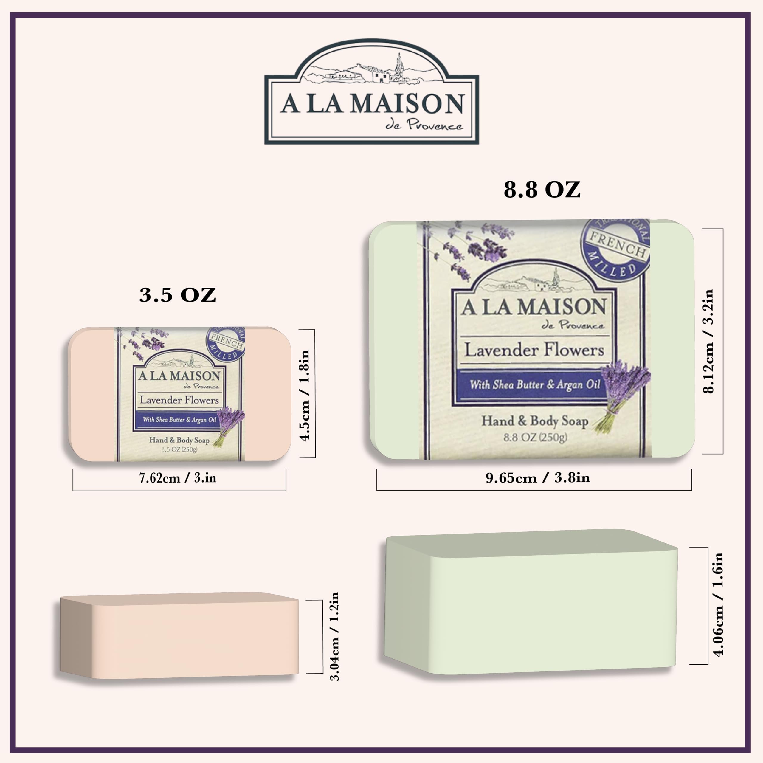 A LA MAISON Triple French Milled Bar Soap – Sweet Almond, 8.8 oz (3 Bars)