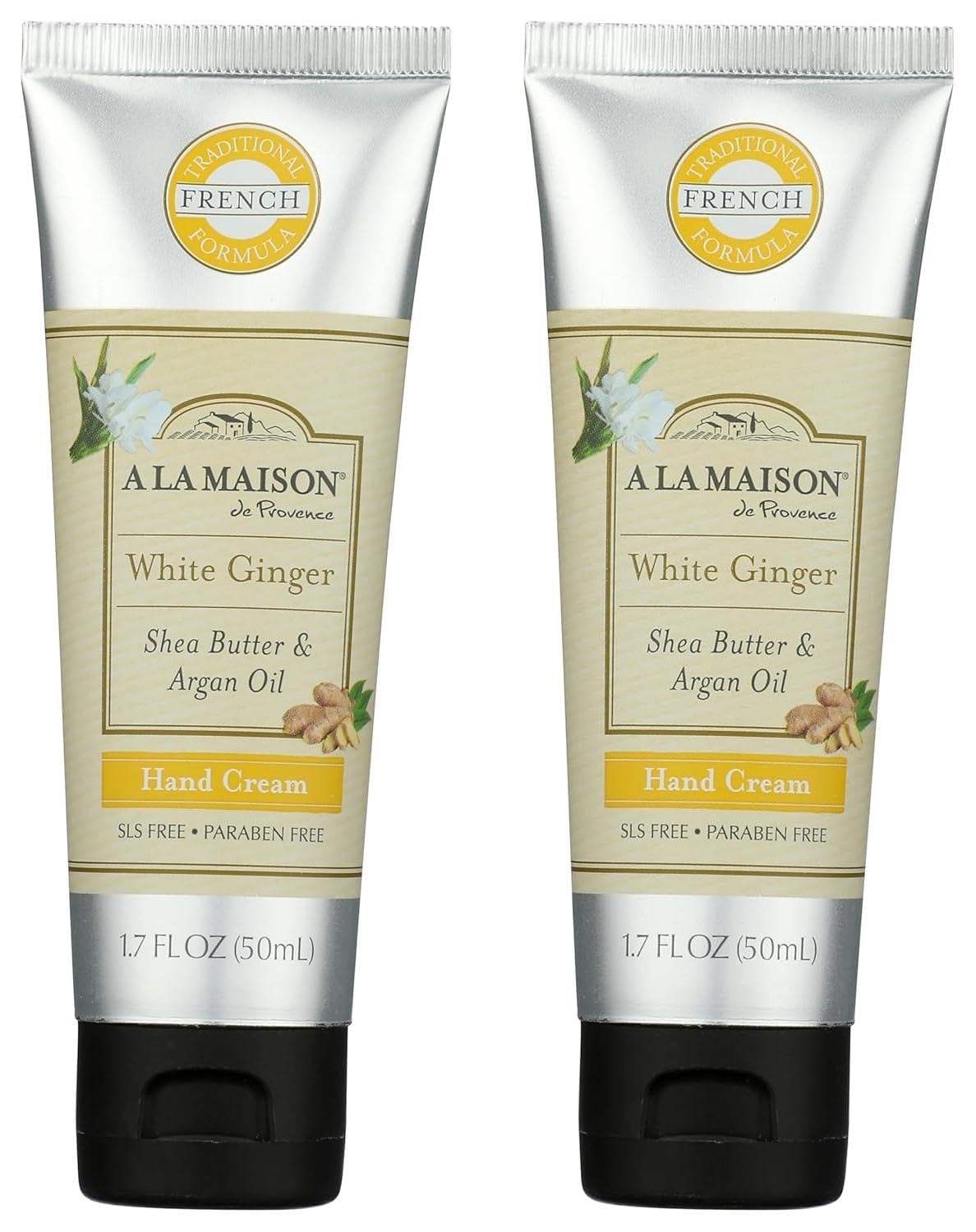 A LA MAISON White Ginger Hand Cream 1.7 oz – 2 Pack | Natural French Skincare
