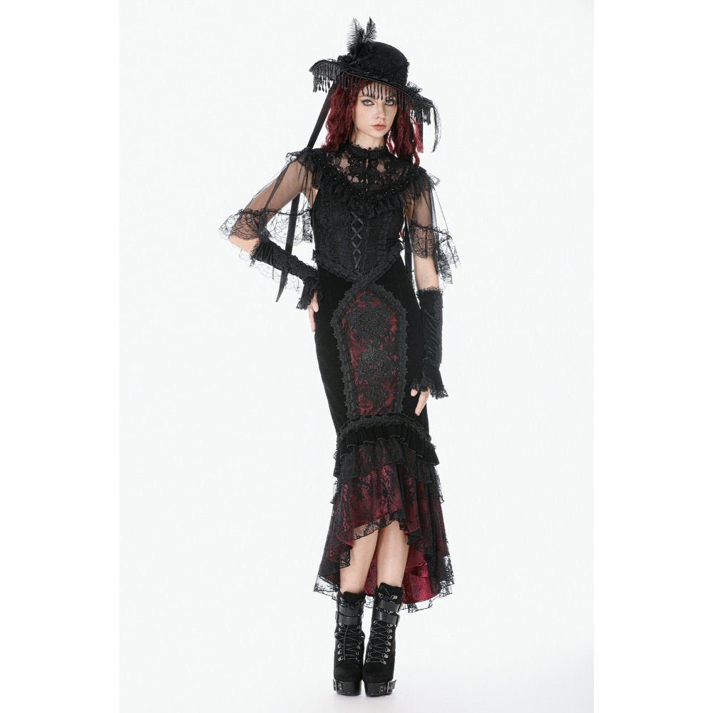 Dark in Love Gothic Elegant Velvet Mermaid Skirt