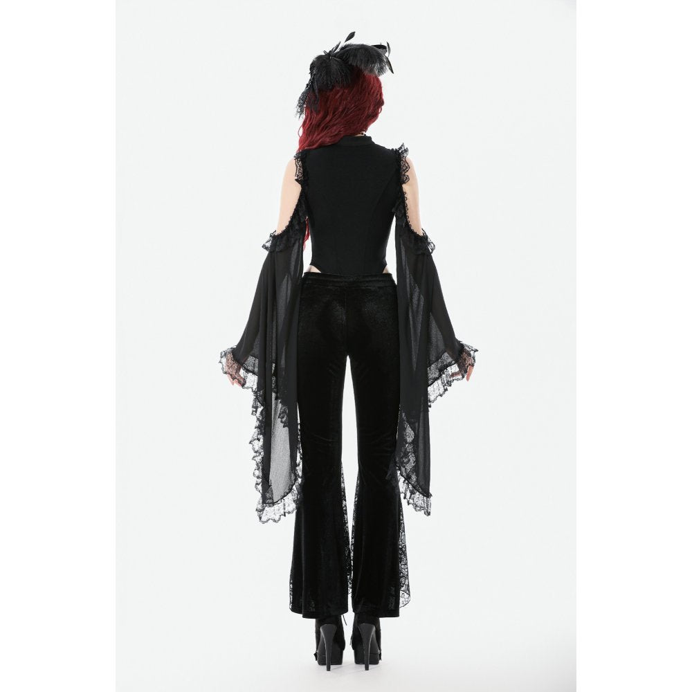 Dark in Love Erzebeth Velvet Lace Flare Trousers - Size UK 16 Left Only!