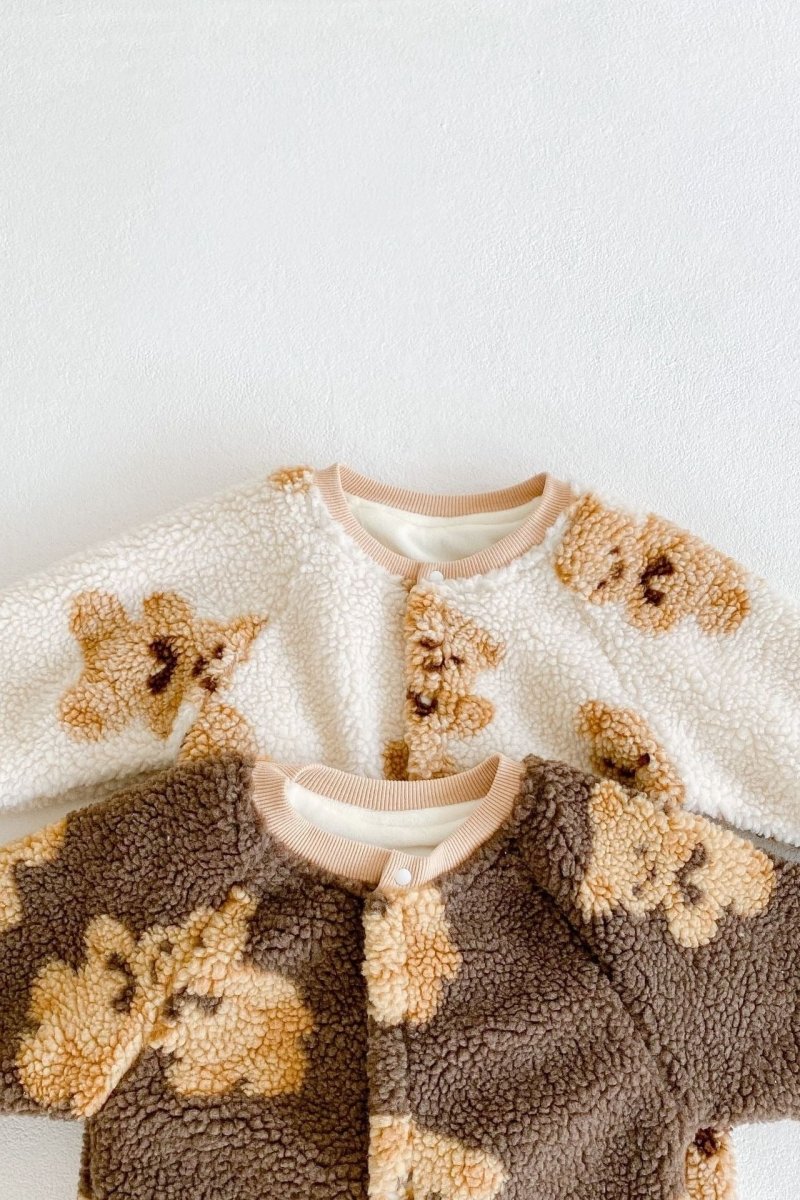 Bear Fleece Romper Cream or Brown