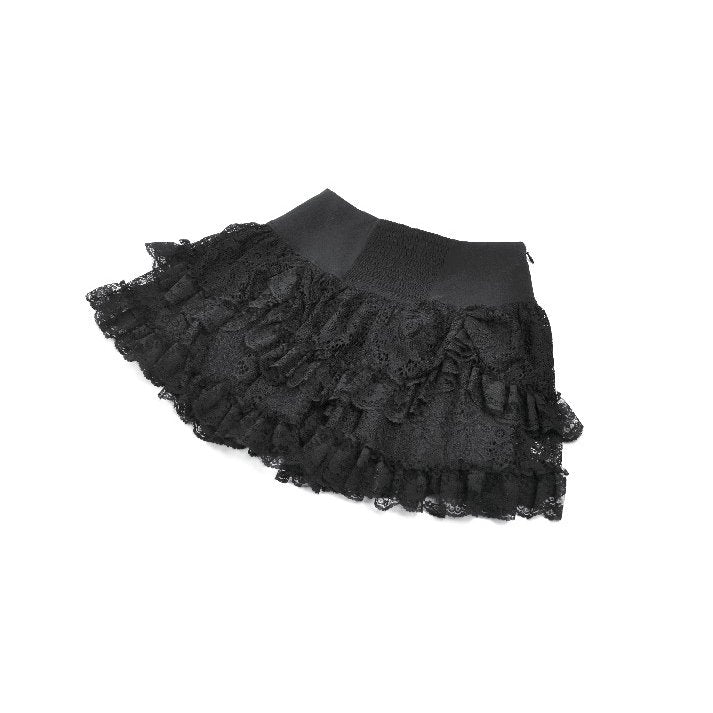 Dark in Love Punk Eyelet Lace Layered Mini Skirt