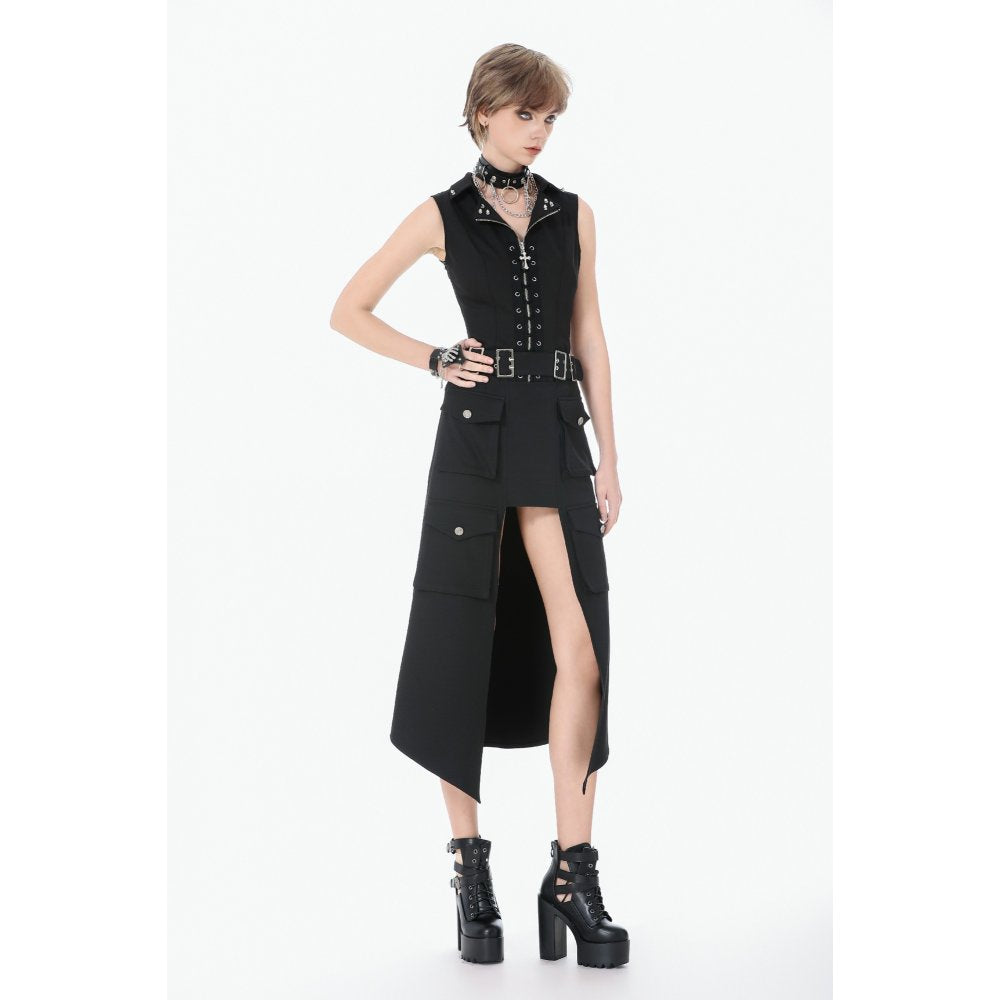 Dark in Love Punk Studded Lace-Up Vest - Alternative Top in Black