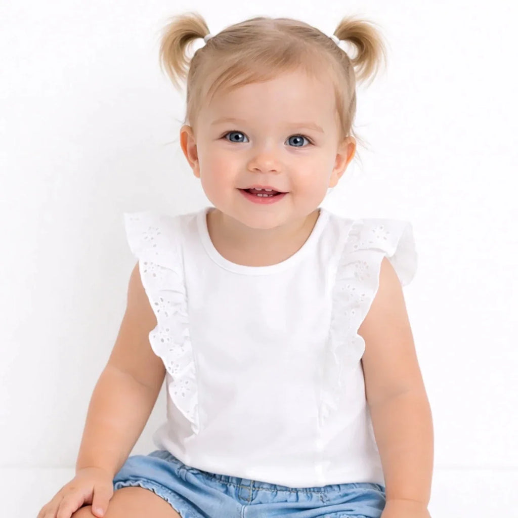 HelloBaby Short Sleeve Baby Blouse (6-9 Months to 4-5 Years) - Ecru