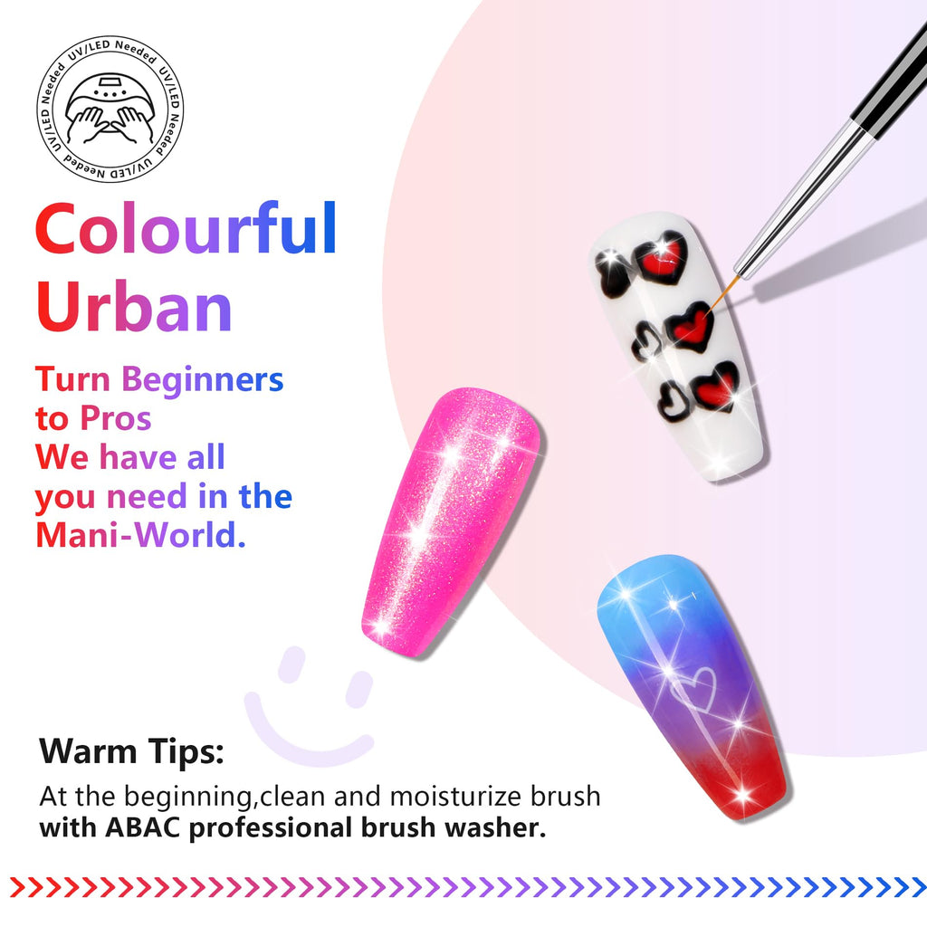 ABAC 24-Color Hema-Free Solid Gel Nail Polish Kit | Ombre & Pat Paint Gel, Neon Pink, Yellow & Midnight Shimmer