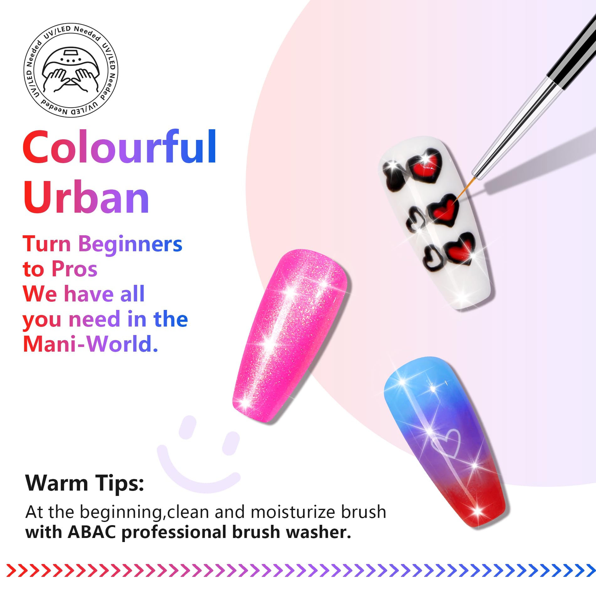 ABAC 24-Color Hema-Free Solid Gel Nail Polish Kit | Ombre & Pat Paint Gel, Neon Pink, Yellow & Midnight Shimmer