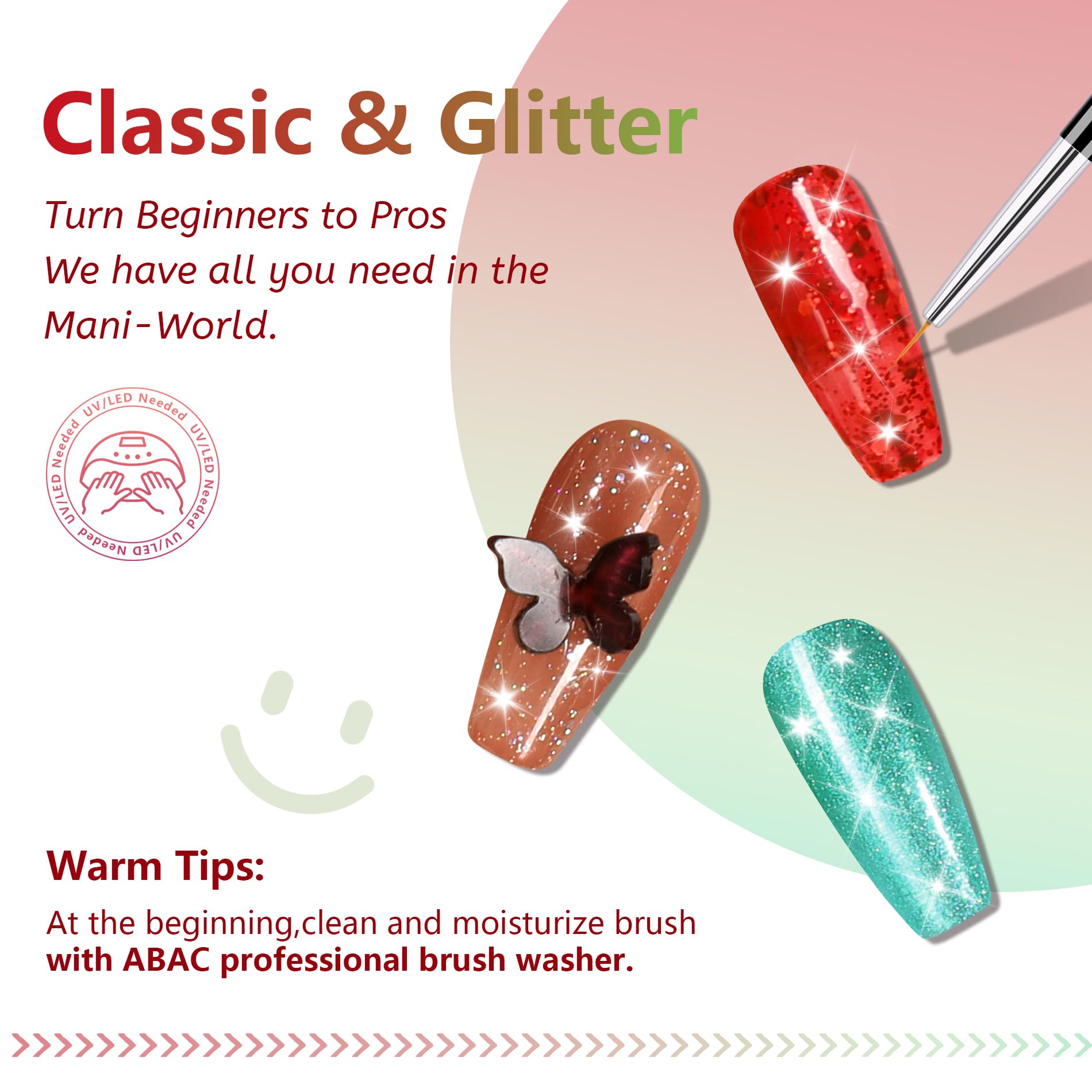 ABAC 24 Colors Christmas Nail Art Gel Kit – Ombre, Blooming Aura, No Wipe UV/LED