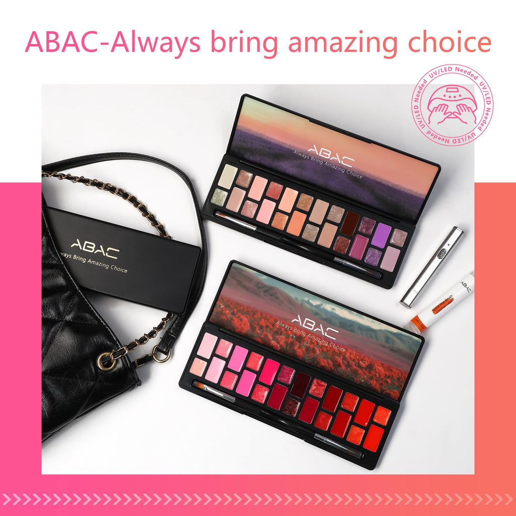 ABAC Solid Gel Nail Polish Kit – 24 Colors, Ombre & Pat Paint, Hema-Free, Double-Ended Brush