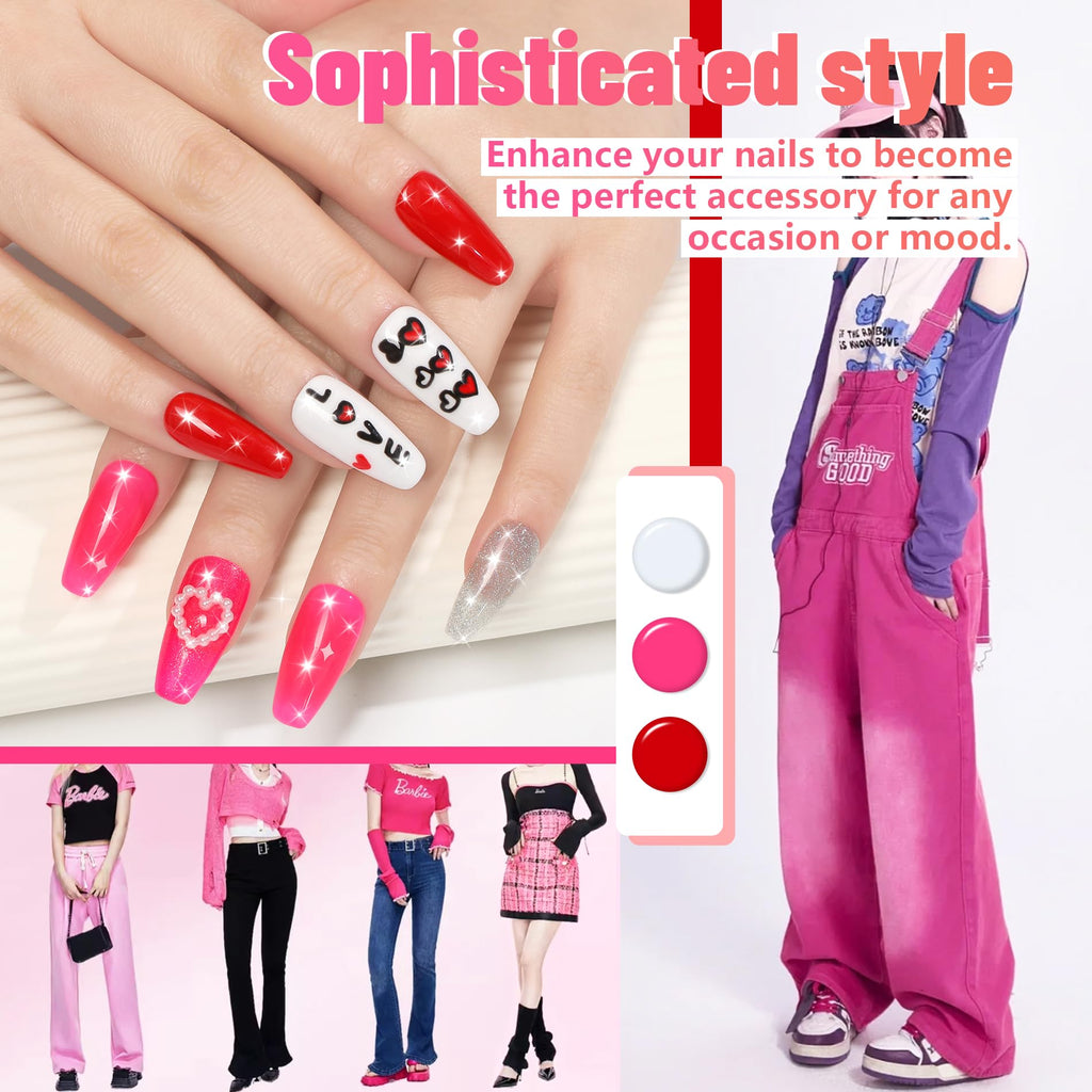 ABAC 24-Color Hema-Free Solid Gel Nail Polish Kit | Ombre & Pat Paint Gel, Neon Pink, Yellow & Midnight Shimmer