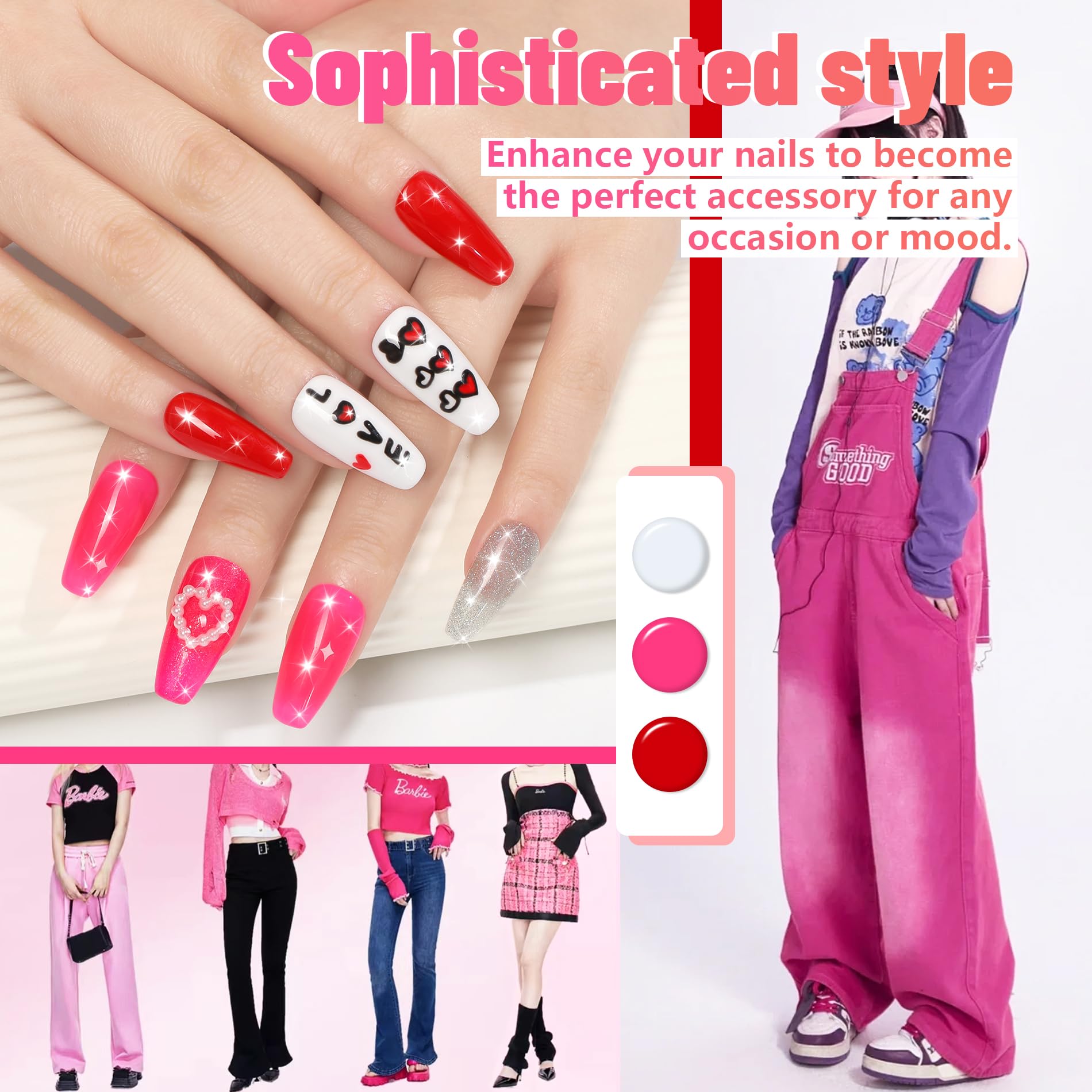 ABAC 24-Color Hema-Free Solid Gel Nail Polish Kit | Ombre & Pat Paint Gel, Neon Pink, Yellow & Midnight Shimmer