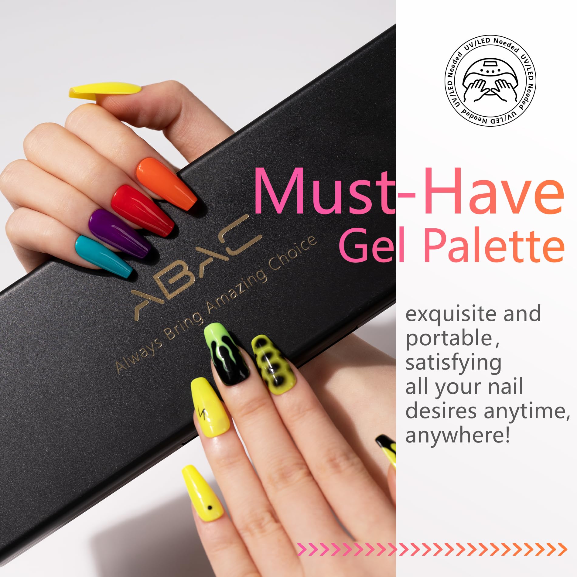 ABAC 24-Color Solid Gel Nail Polish Kit – Rainbow Ombre, HEMA-FREE, LED Cure