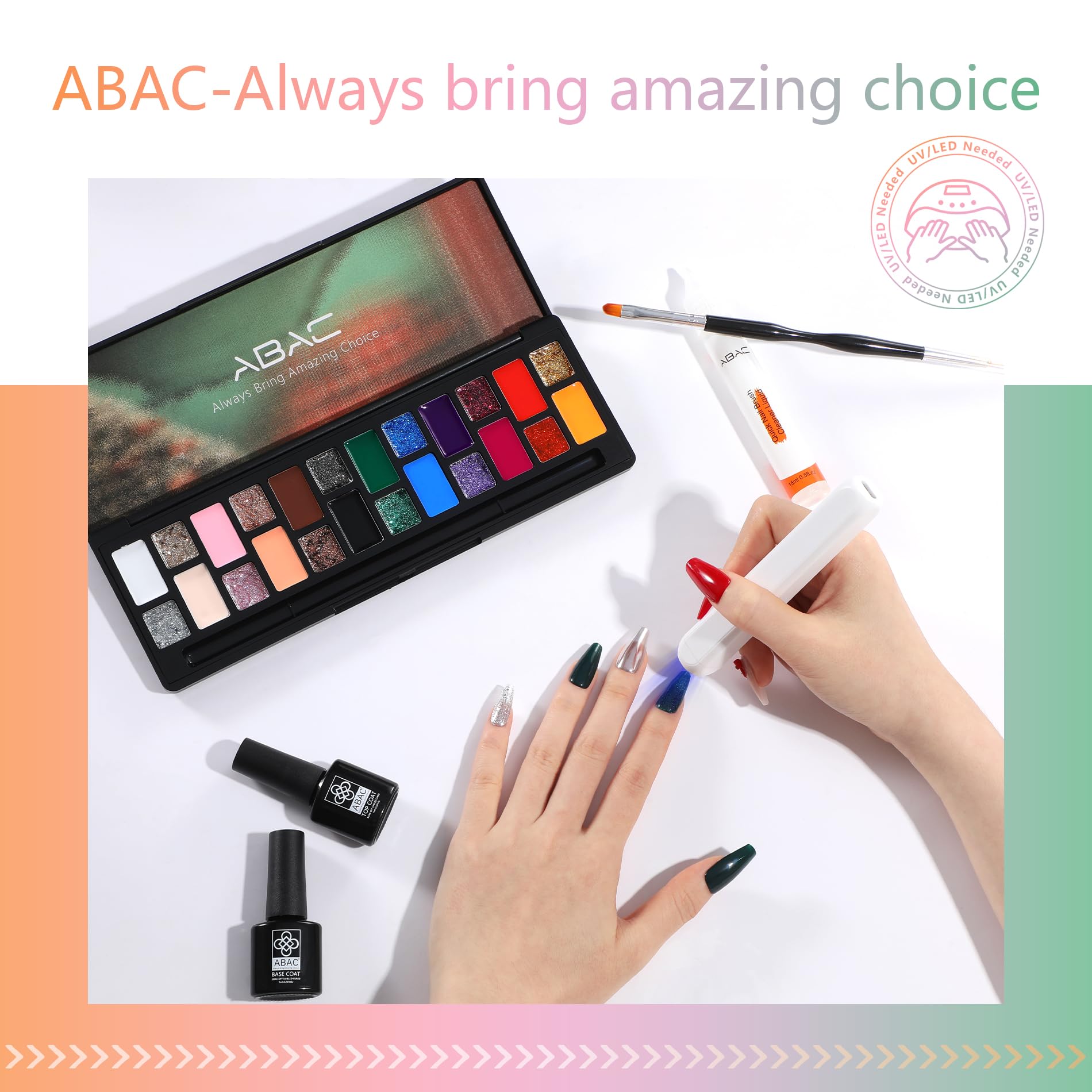ABAC 24-Color Solid Gel Nail Polish Kit – Hema-Free, No-Spill Pro Brush