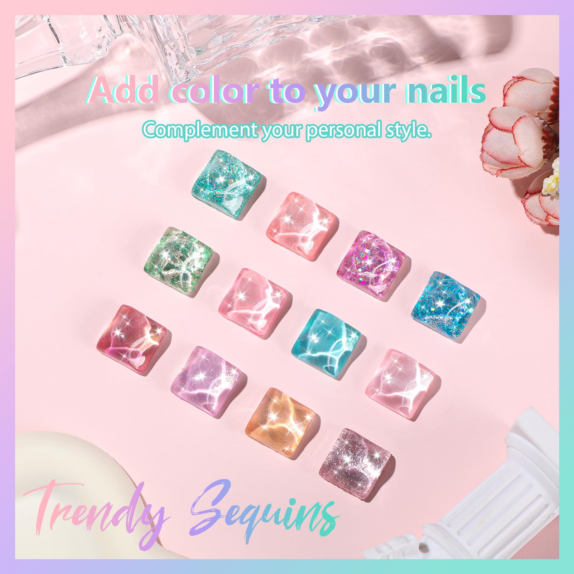 ABAC 24-Color Hema-Free Glitter Gel Polish Kit with Pro Dual Brush