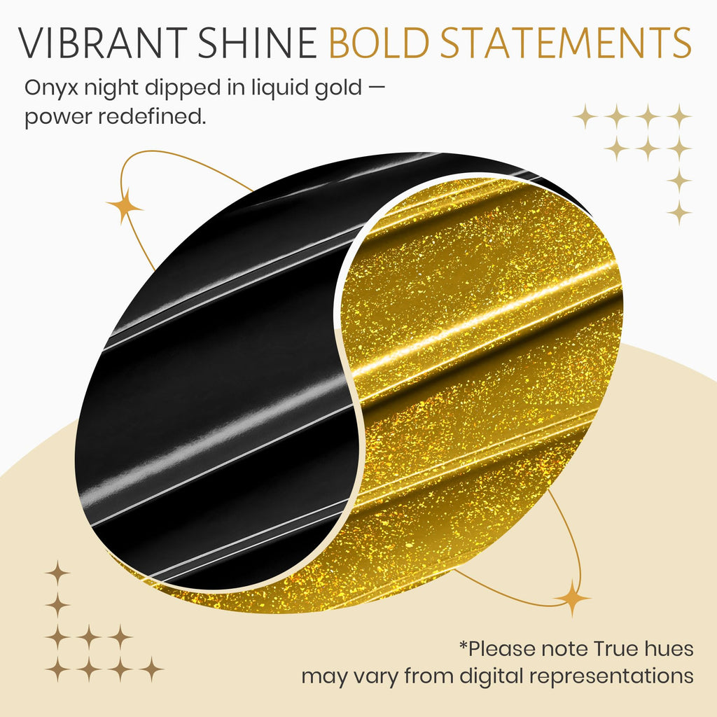 ABAC Solid Gel Nail Polish Set – Ombre Pat Painting Gel & Nail Art (Black & Glitter Dark Gold)