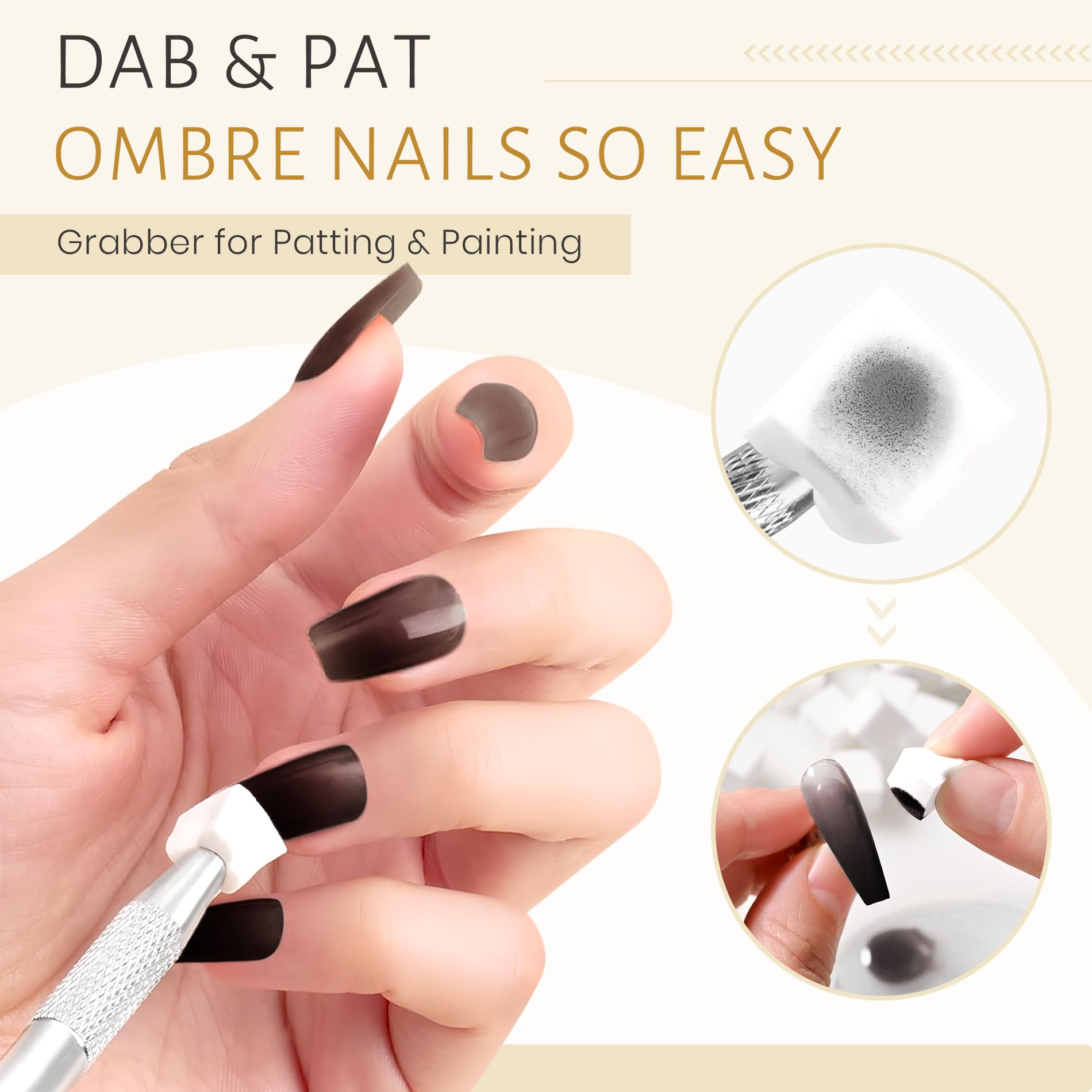 ABAC Solid Gel Nail Polish Set – Ombre Pat Painting Gel & Nail Art (Black & Glitter Dark Gold)