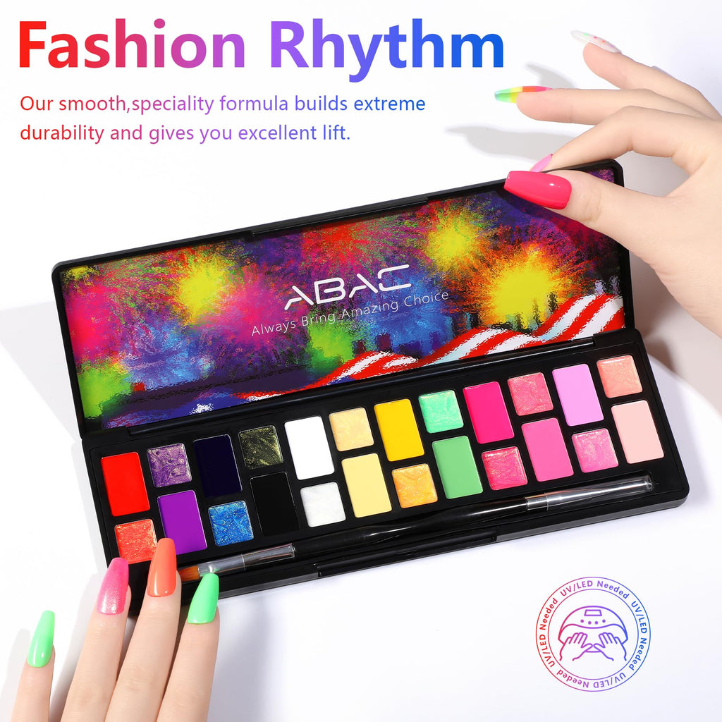 ABAC 24-Color Hema-Free Solid Gel Nail Polish Kit | Ombre & Pat Paint Gel, Neon Pink, Yellow & Midnight Shimmer
