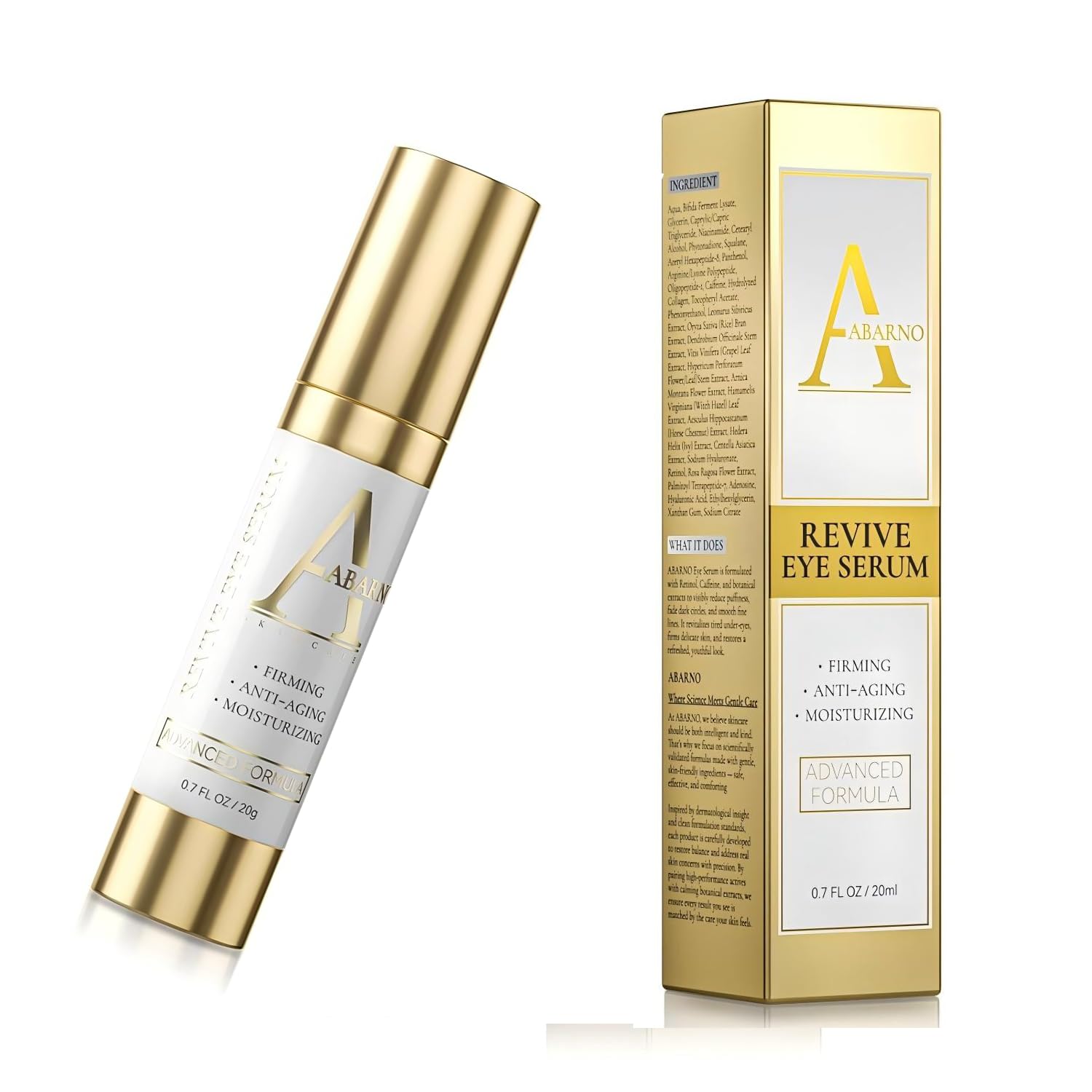 Abarno Hydrating Under Eye Serum | Caffeine, Retinol, Niacinamide & Peptides