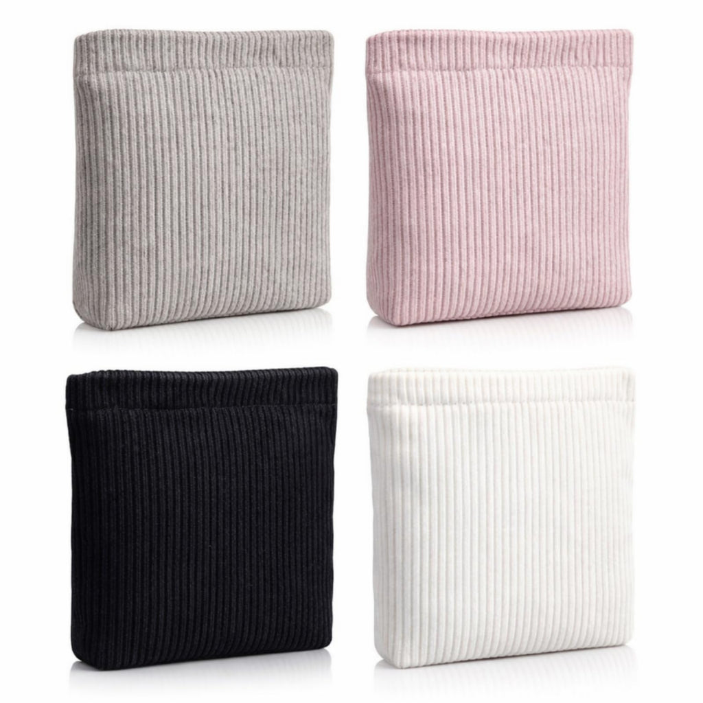 Abbylike 4-Pcs Corduroy Small Makeup Bags with Zipper – Portable Pouch Set for Purse