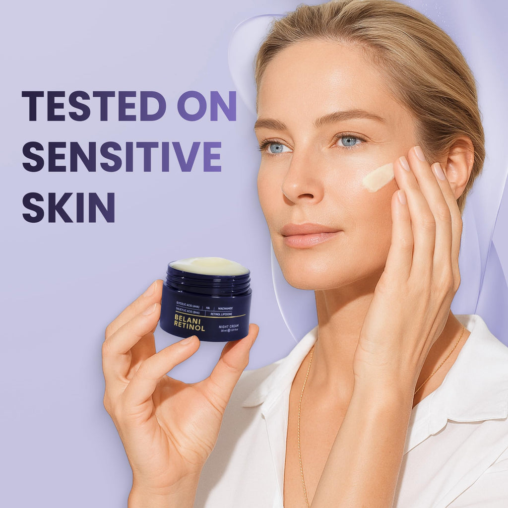 ABERA Belani Retinol Night Cream with Collagen & Hyaluronic Acid – Anti-Wrinkle, Fine Line Smoother, Hydrating Facial Moisturizer for Women (1.01 Fl Oz)