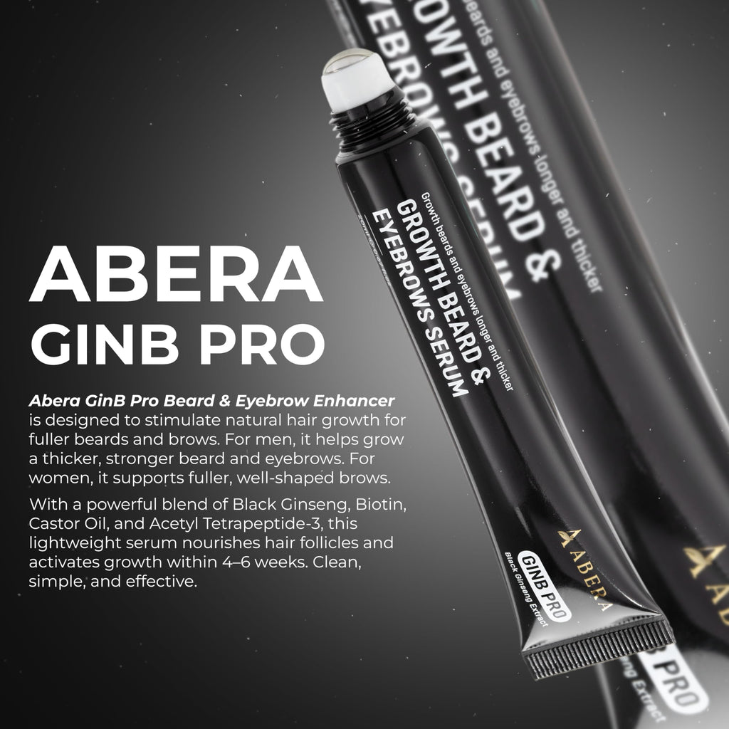 ABERA Ginb Advanced Growth Serum for Beard & Eyebrows – Biotin, Acetyl Tetrapeptide-3, Castor Oil (2 Boxes + Eyebrows Kit Gift)