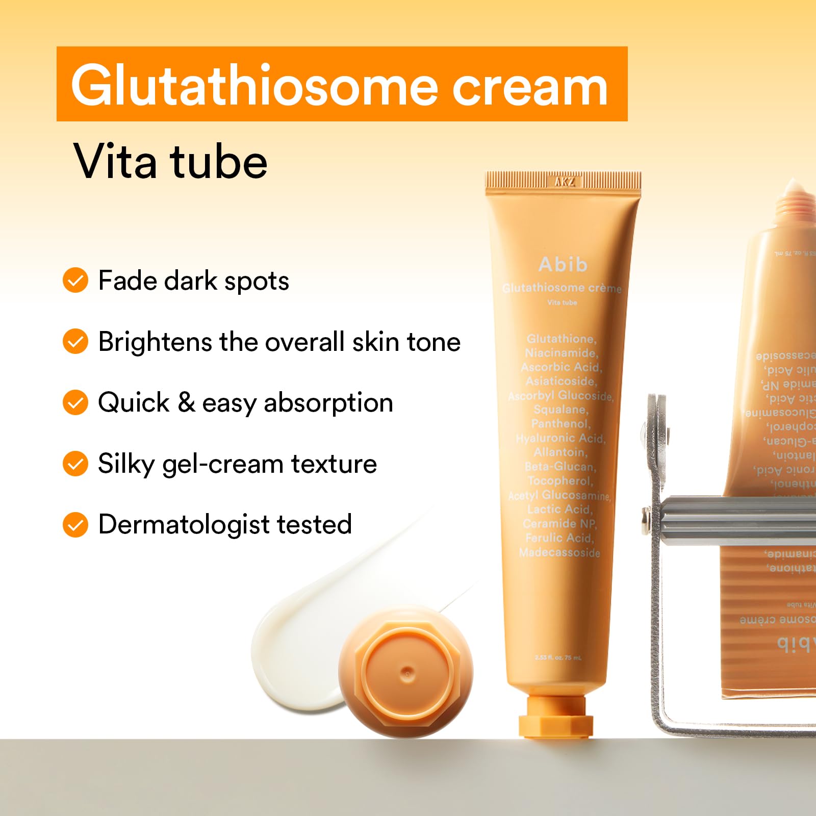 Abib Glutathiosome Cream Vita Tube Facial Moisturizer 2.53 oz