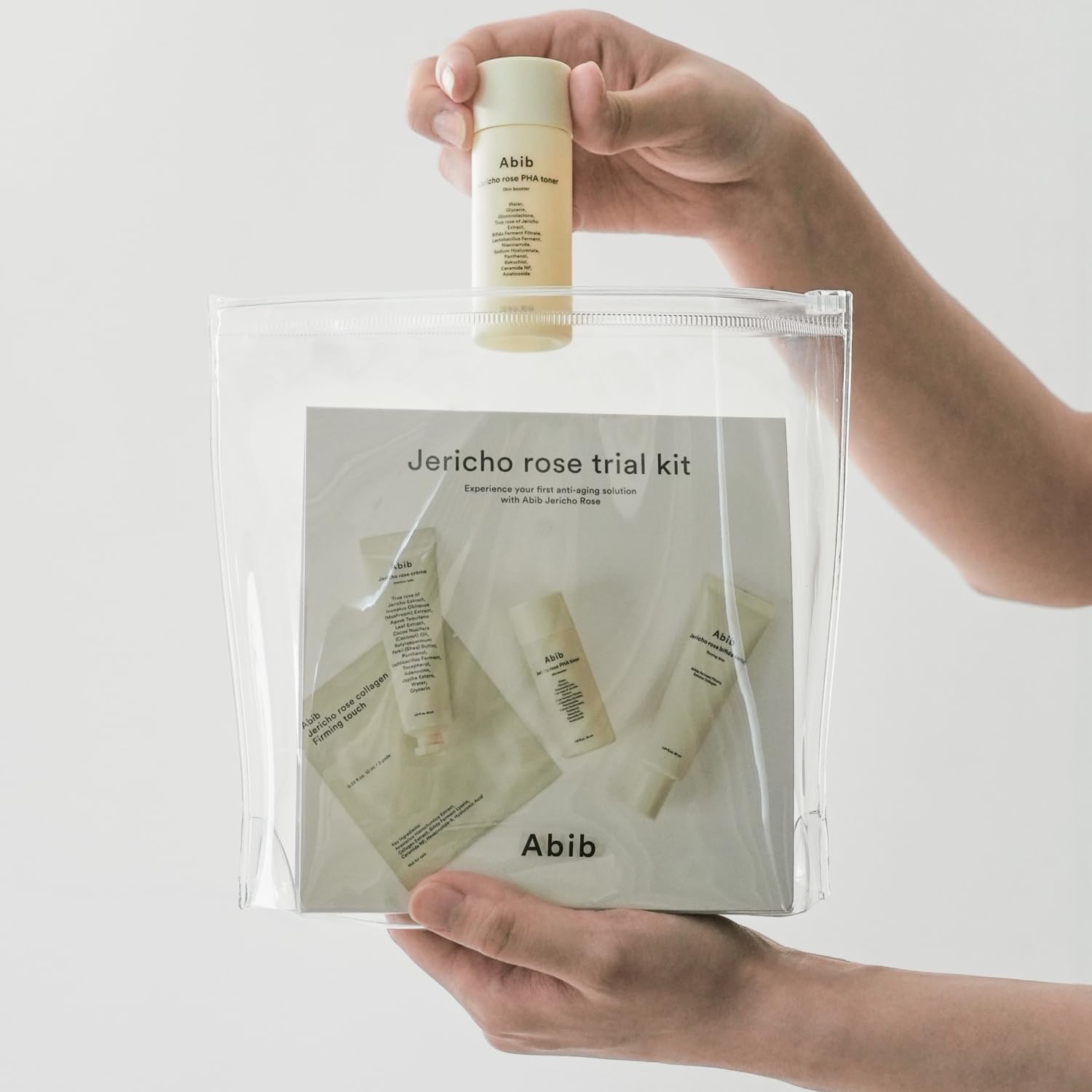 Abib Jericho Trial Kit – Travel-Ready Korean Skincare (Toner Pads, Cream, Serum) Beige