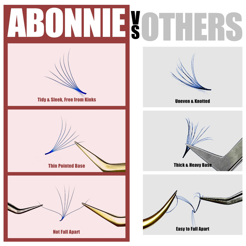 ABONNIE Colored Premade Lash Fans – 400 Pcs Mix Color, 6D 0.07-C 13mm, C Curl