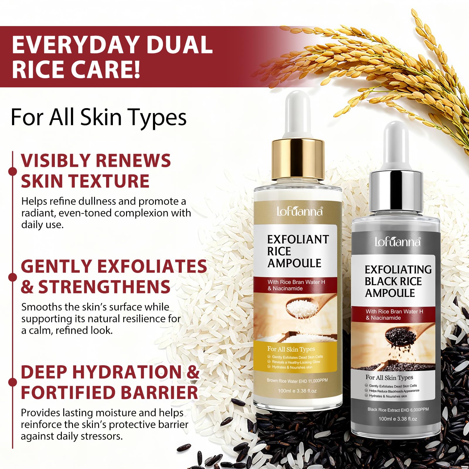 ABOUME Peel Shot Duo White & Black Rice Exfoliant – Gentle Rice Exfoliator for Face & Body (2 x 100ml)