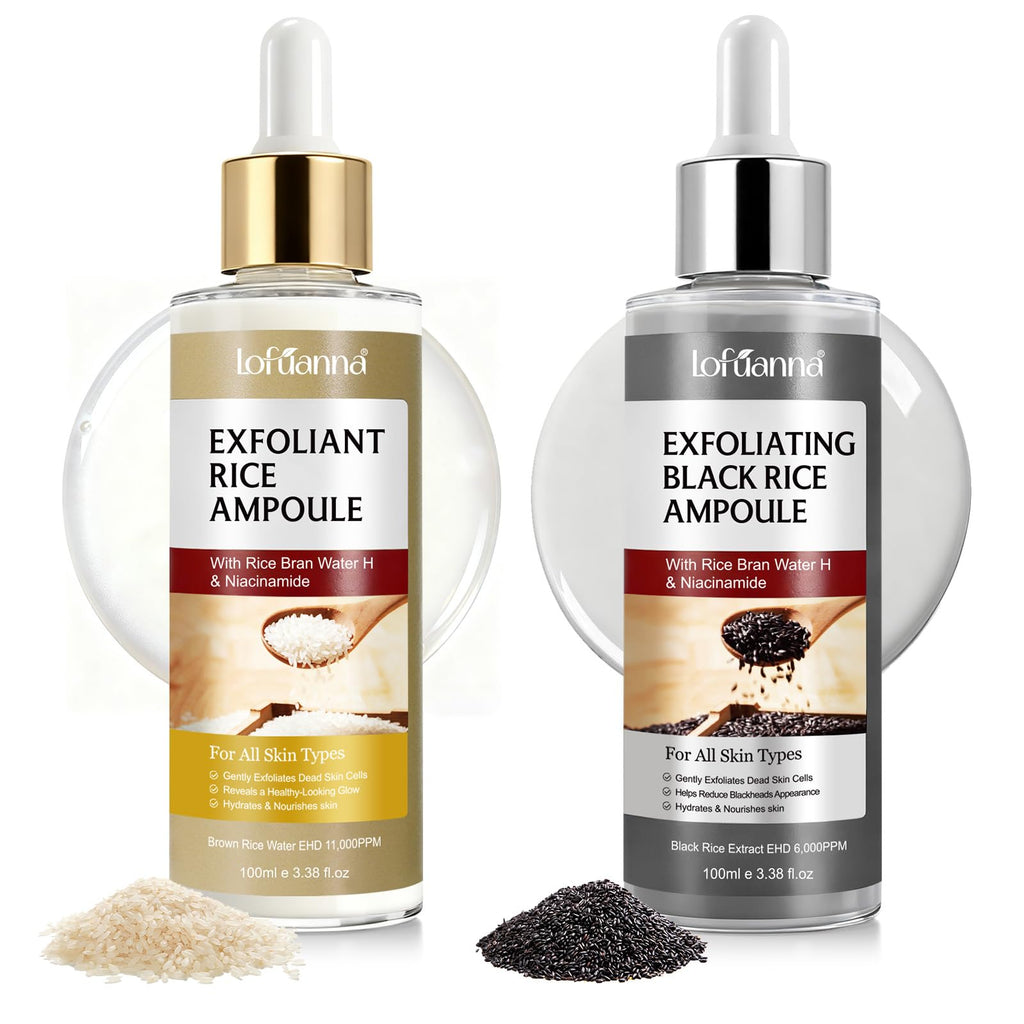 ABOUME Peel Shot Duo White & Black Rice Exfoliant – Gentle Rice Exfoliator for Face & Body (2 x 100ml)
