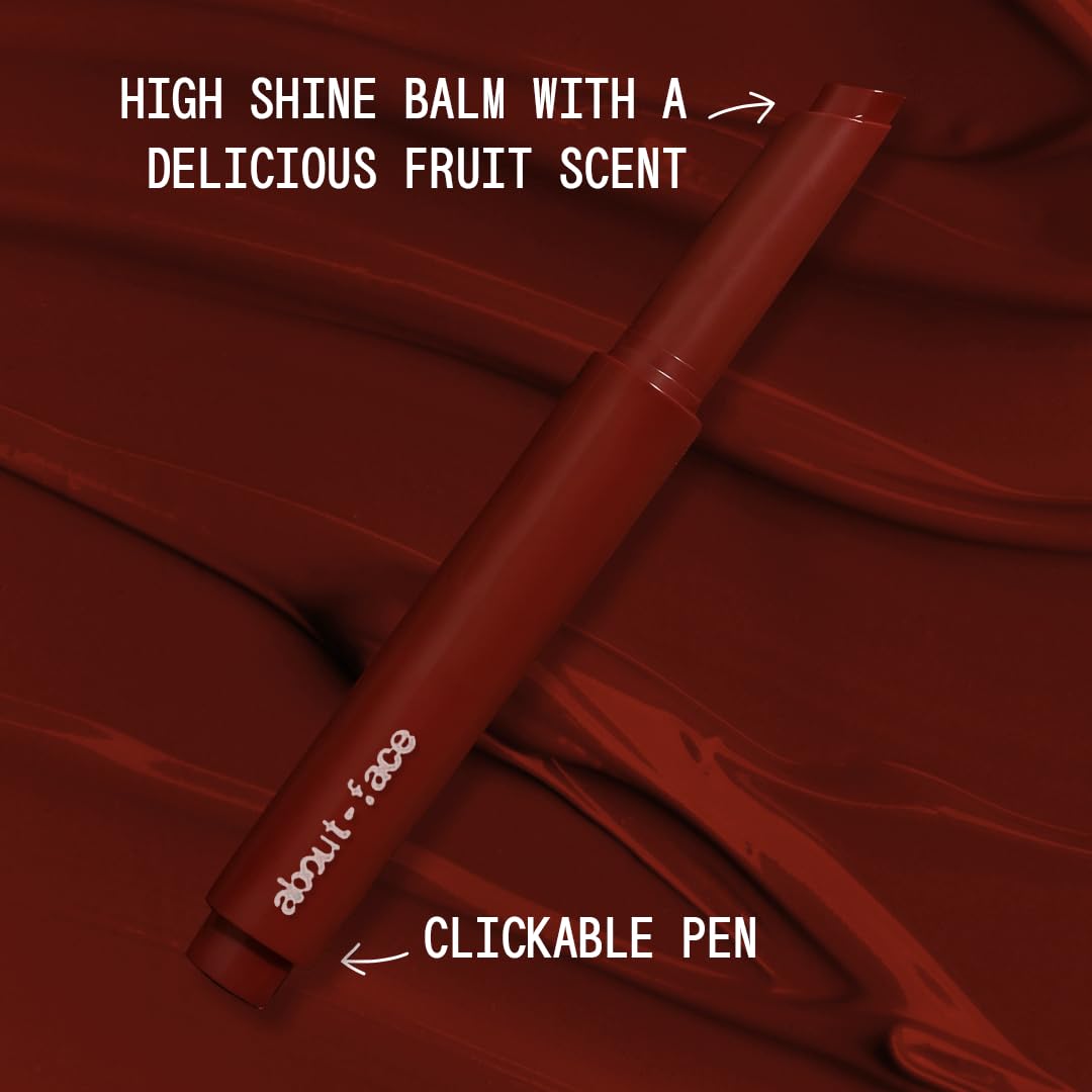 about-face Cherry Pick Lip Color Butter – High-Shine, Hydrating Lip Balm with Pomegranate Flower Extract & Cherry Butter – Vegan, Cruelty-Free, Clean Beauty – 0.06 oz (The Cranberries – Spiced Wood)