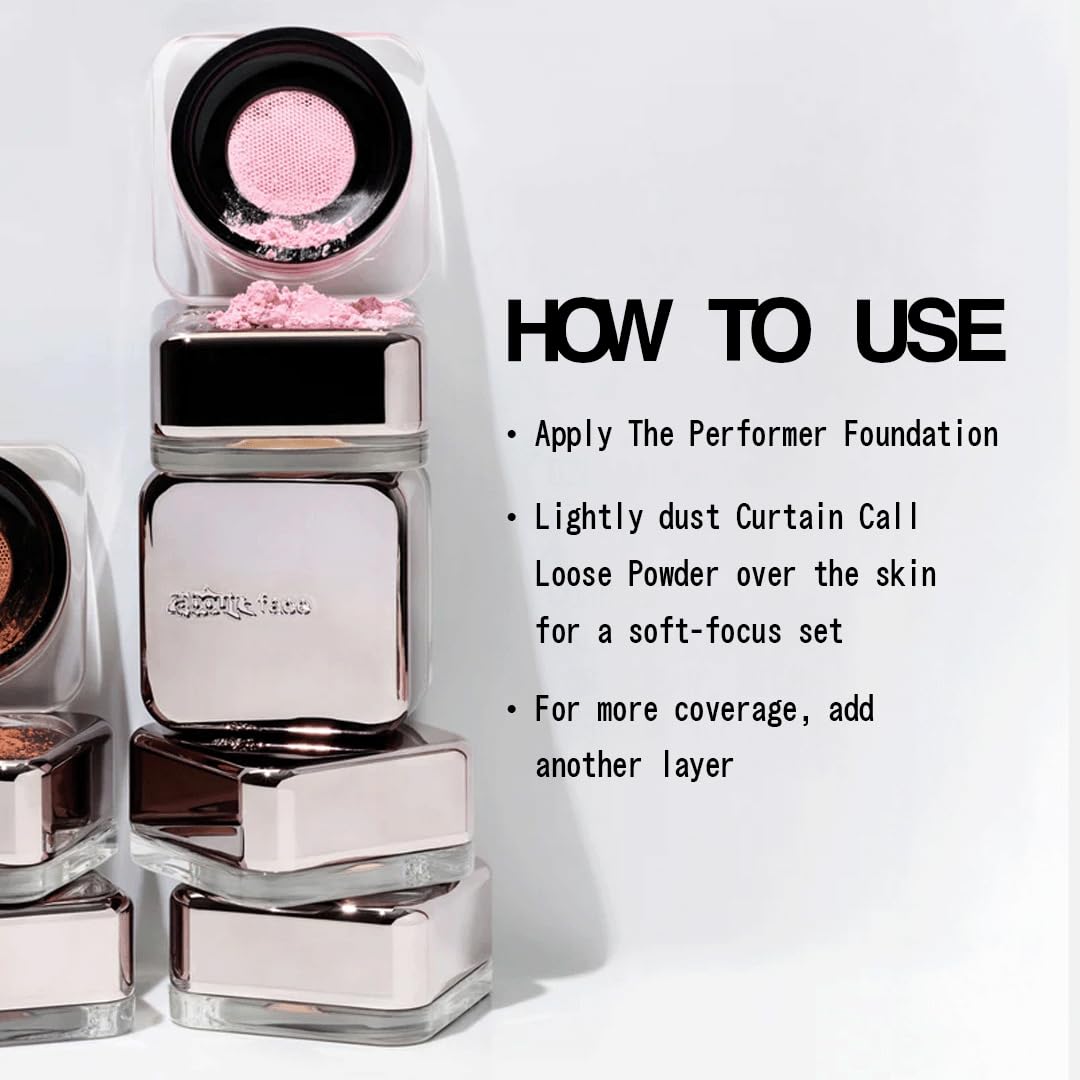 about-face Curtain Call Set & Smooth Loose Powder Ovation – Lightweight, Oil-Absorbing Setting Powder (0.35 oz) in Very Deep – Vegan & Cruelty-Free