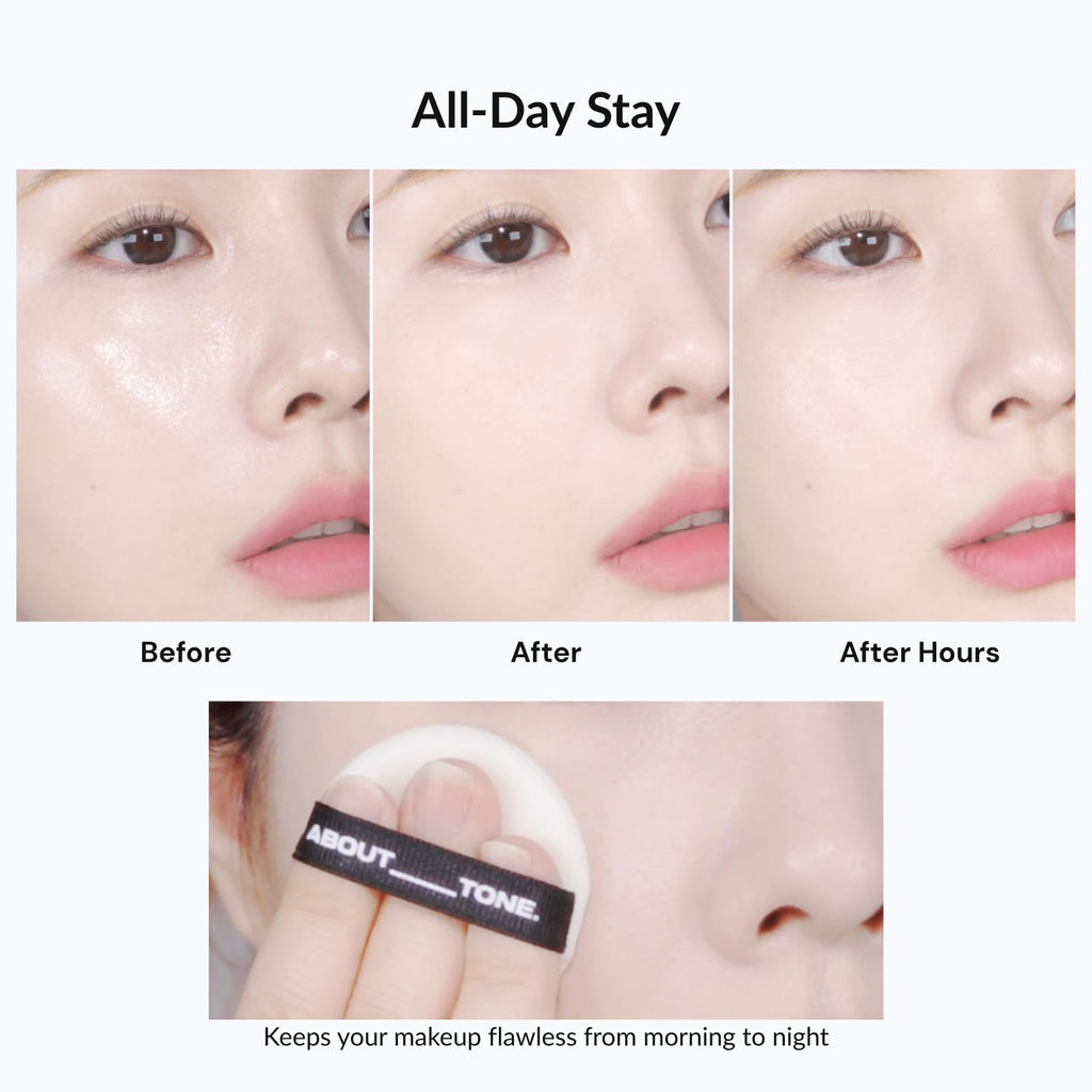 ABOUT TONE Blur Powder Pact 0.32oz – Pressed Powder with Mirror, Matte Finish, Vegan Formula