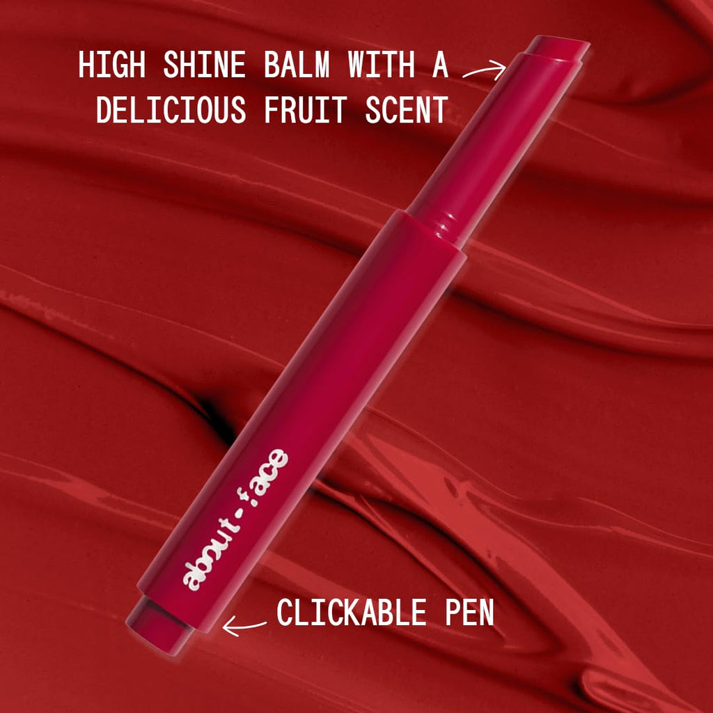 about-face Cherry Pick Lip Color Butter with Pomegranate Flower Extract & Cherry Butter – High-Shine, Hydrating Vegan Lip Balm (0.06 oz)