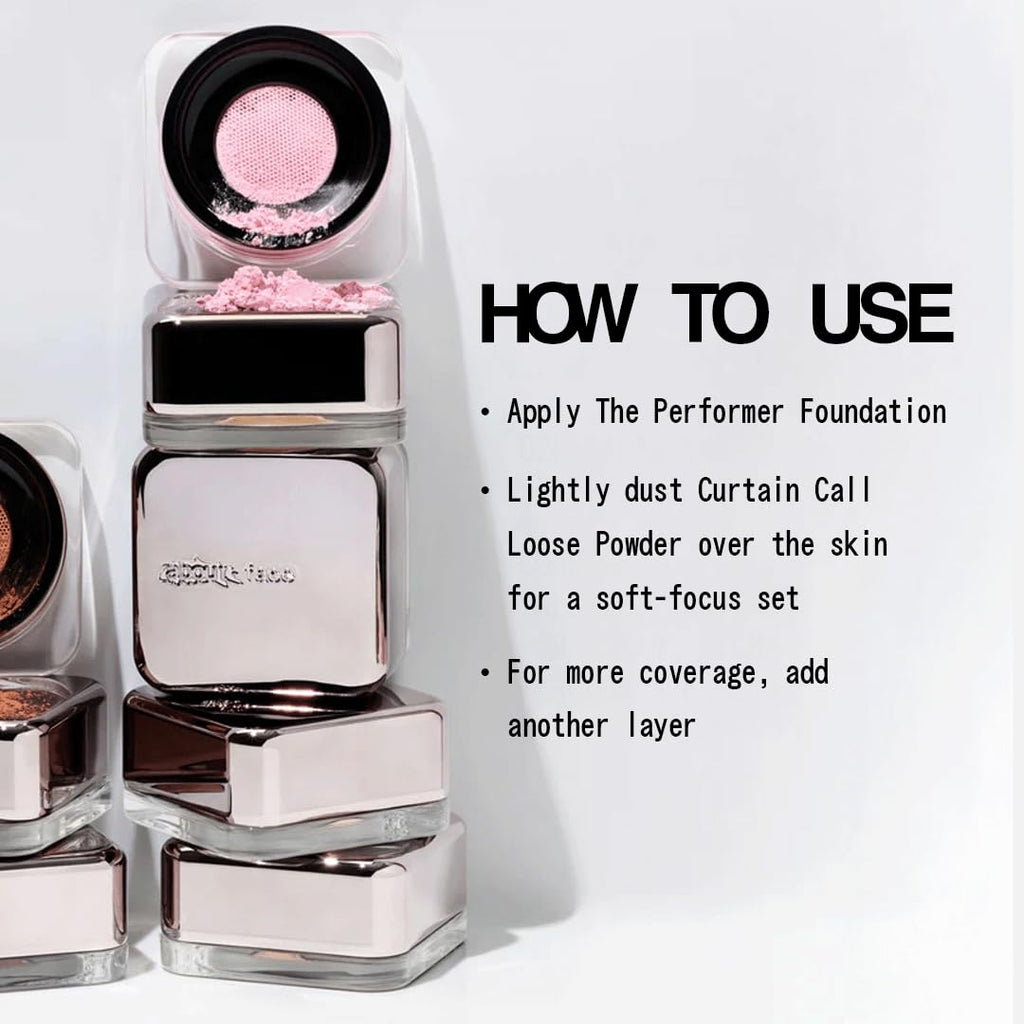 about-face Curtain Call Set & Smooth Loose Powder Veil – Lightweight, Oil-Absorbing Setting Powder with Rice Starch & Corn-Based Talc Alternative – Vegan, Cruelty-Free – 0.35oz (Light)