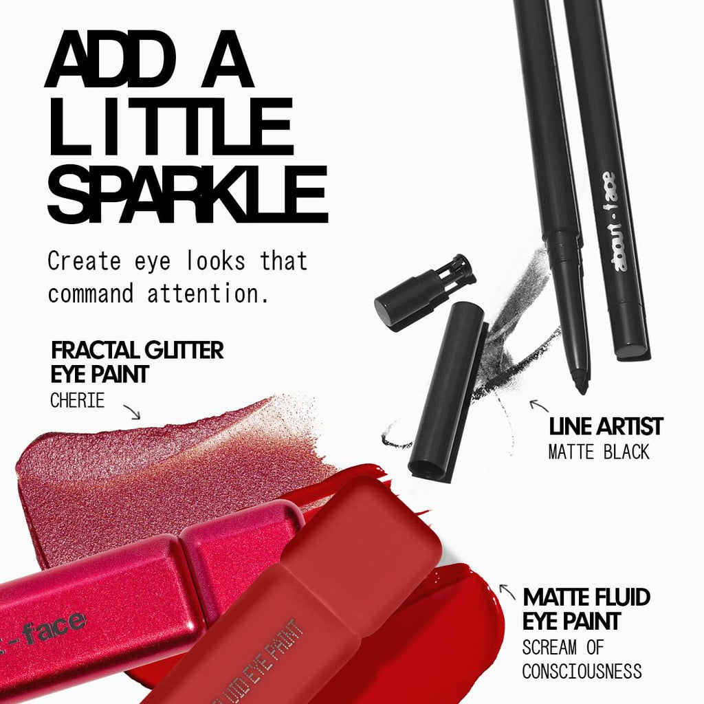 aboutface Fractal Glitter Eye Paint Cherie – Smudge-Proof, 12-Hour Liquid Eyeshadow (Vegan, Cruelty-Free)