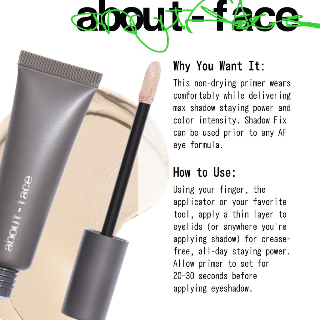 about-face Shadow Fix Eye Primer – Long-Wear, Crease-Proof Base, 0.405 oz – Vegan & Cruelty-Free