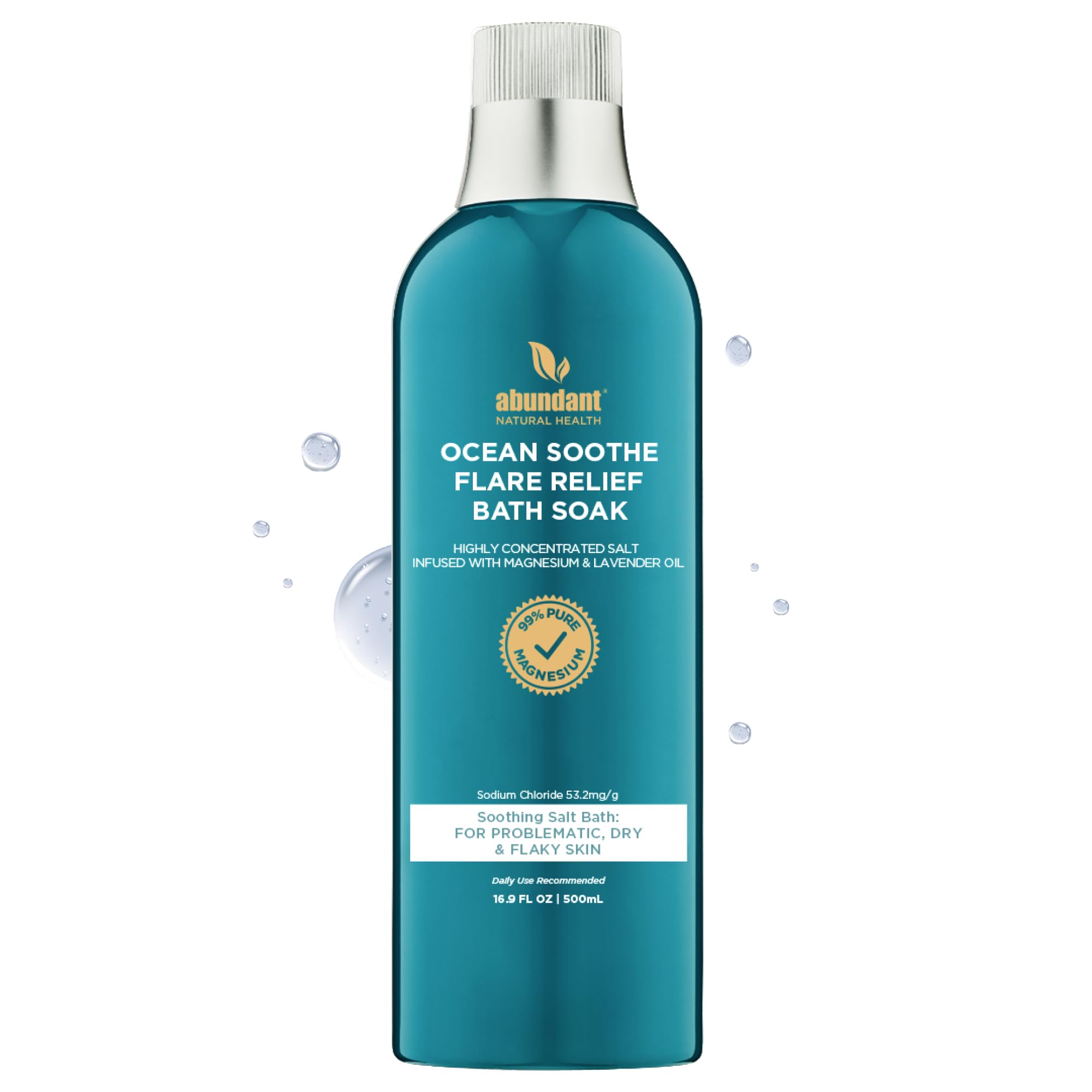 Abundant Natural Health Ocean Soothe Flare Relief Bath Soak – Magnesium Salt & Lavender, 500mL