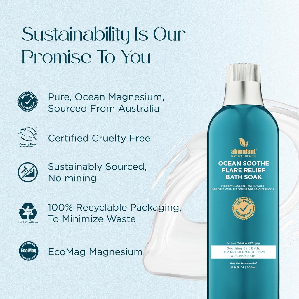 Abundant Natural Health Ocean Soothe Flare Relief Bath Soak – Magnesium Salt & Lavender, 500mL