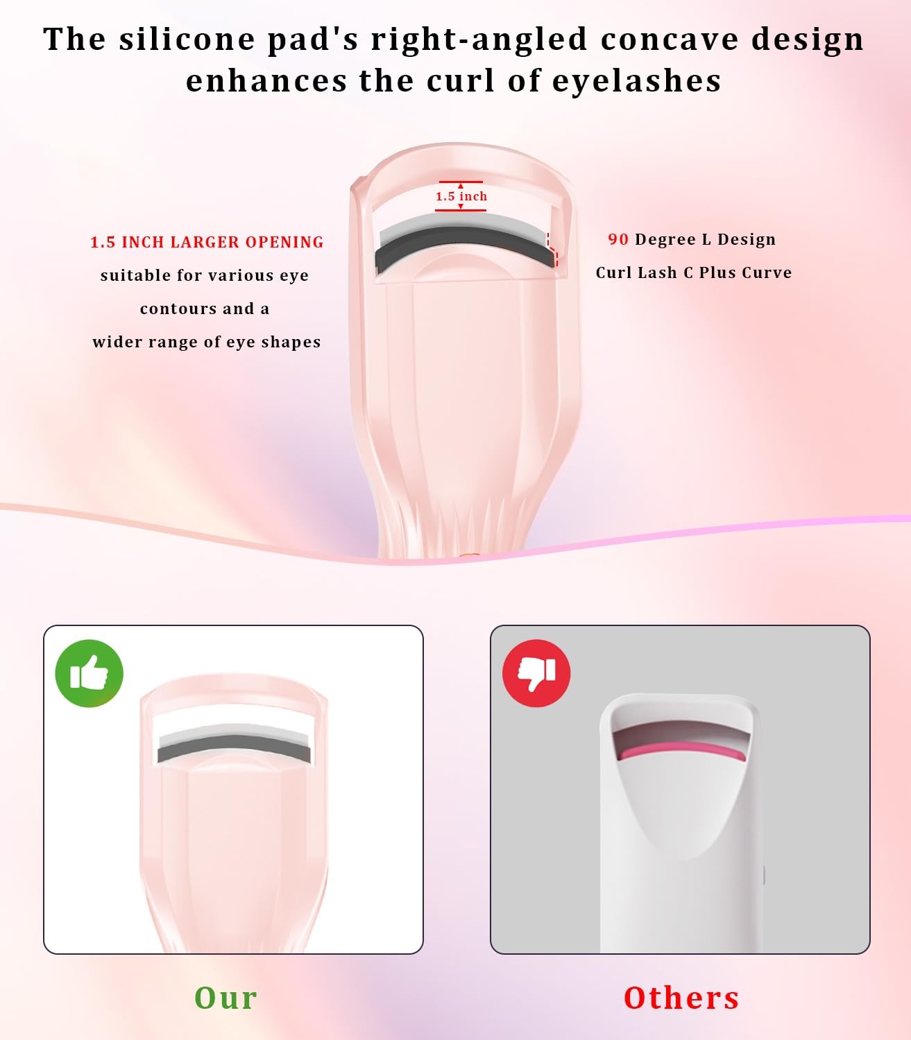 Acavado Heated Eyelash Curler Premium PRO – 8s Fast Heat, 24h Curl, Type-C Rechargeable, Pink