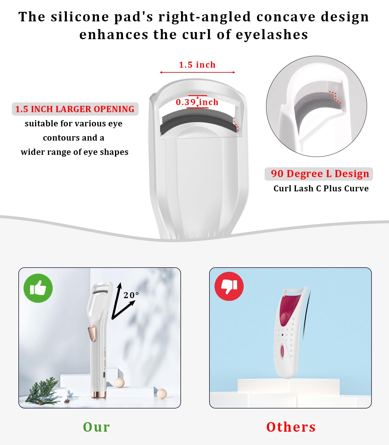 Acavado Heated Eyelash Curler Premium PRO – Fast Heat Up, 2 Temperature Modes, Type-C Rechargeable, Anti-Burn Safety