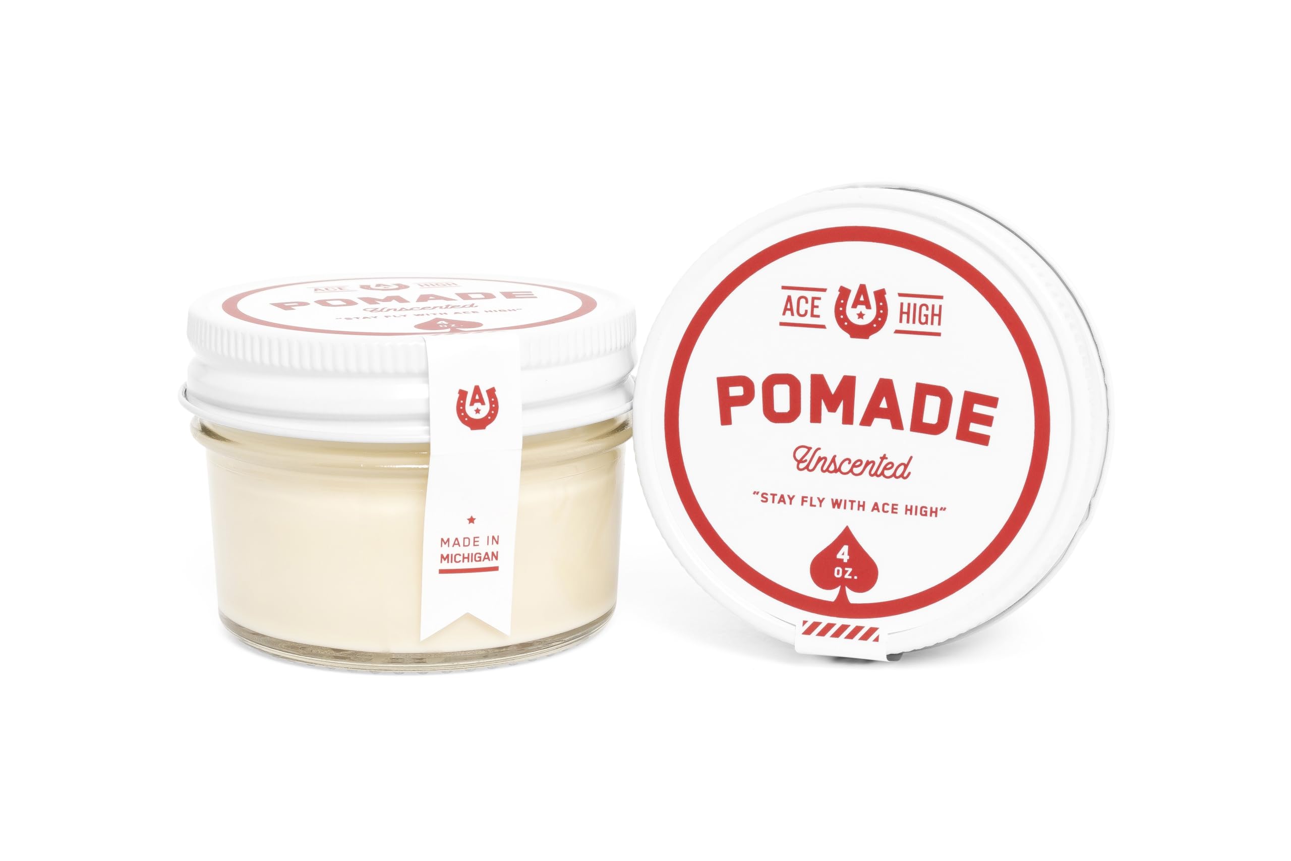 Ace High Unscented Pomade — Strong Hold, Natural Shine, Water Based, Hand Crafted | 4oz