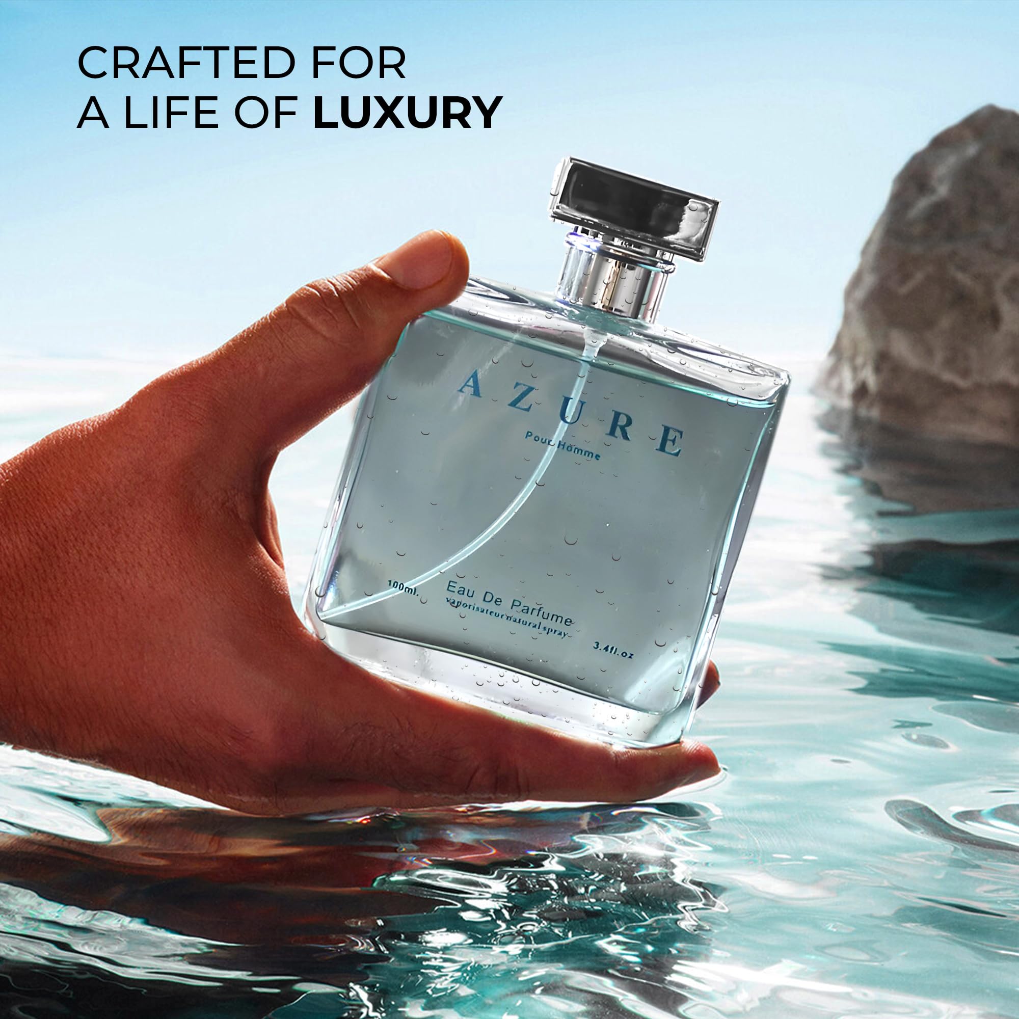 Azure Pour Homme Cologne for Men by A CENTER – Long-Lasting, Luminous Scent (3.4 oz)