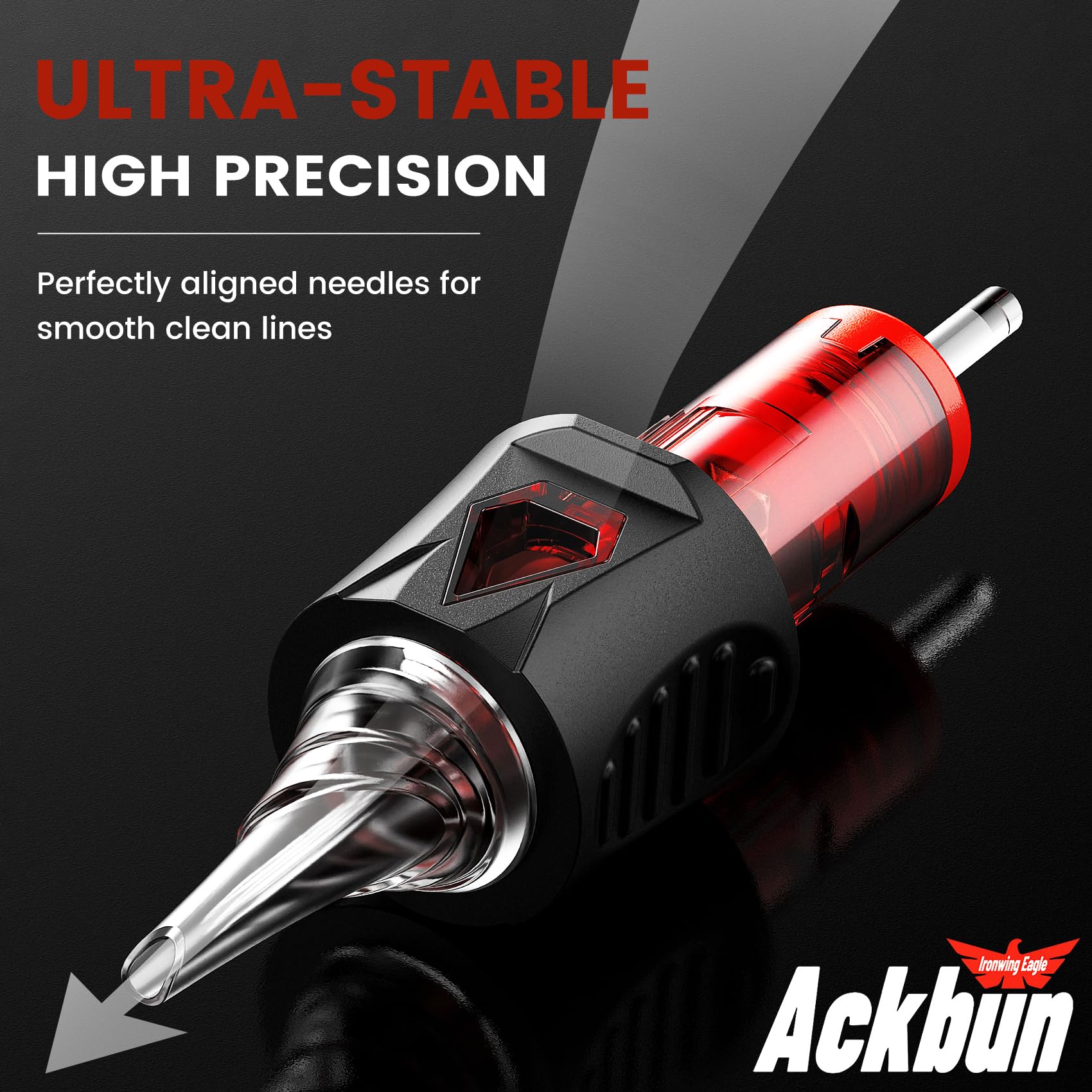 Ackbun 50 Pack Mixed Size Tattoo Needle Cartridges — Finger Ledge, Membrane, Stainless Steel