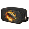 Ackutea Kids Travel Toiletry Bag – Yellow Fire Football, Waterproof Hanging Cosmetic Bag for Boys