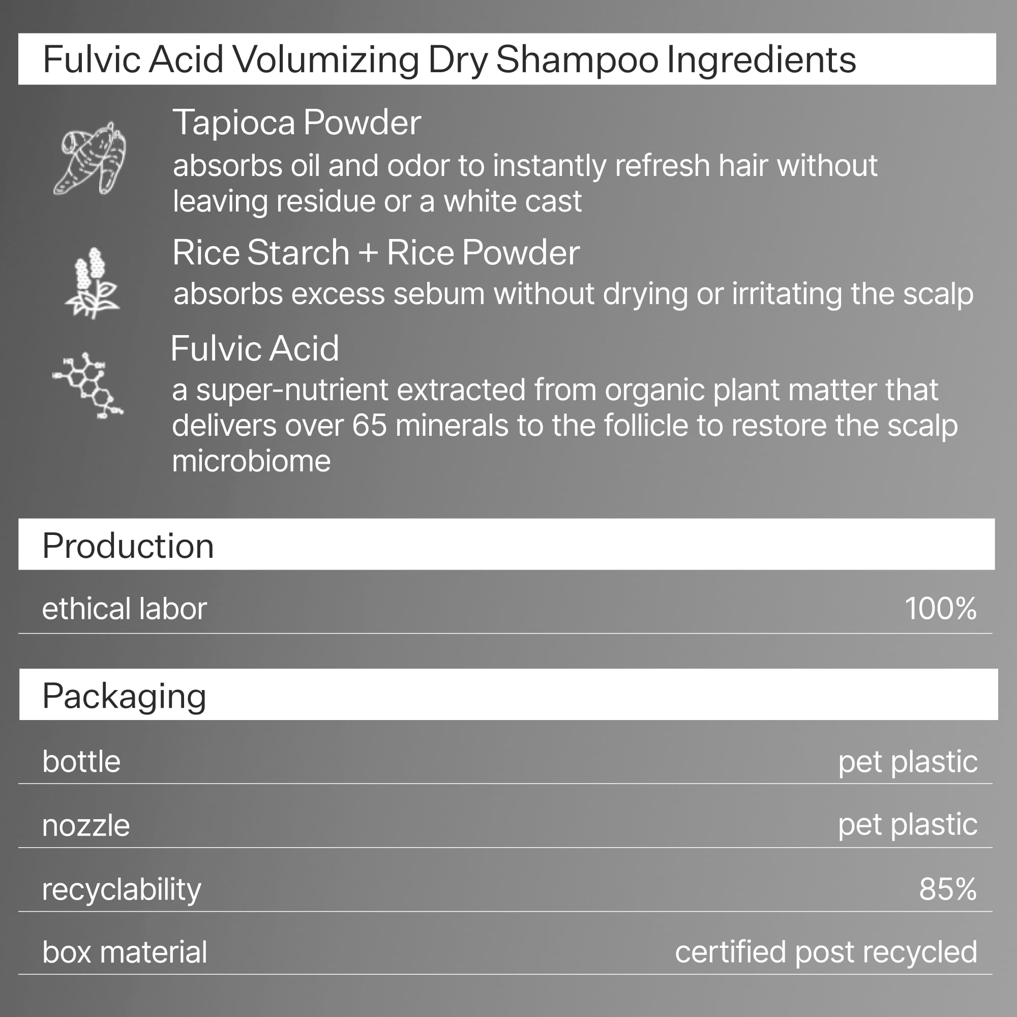 ACT+ ACRE Plant-Based Fulvic Acid Volumizing Dry Shampoo – Natural, Unscented, Aerosol-Free for All Hair Types