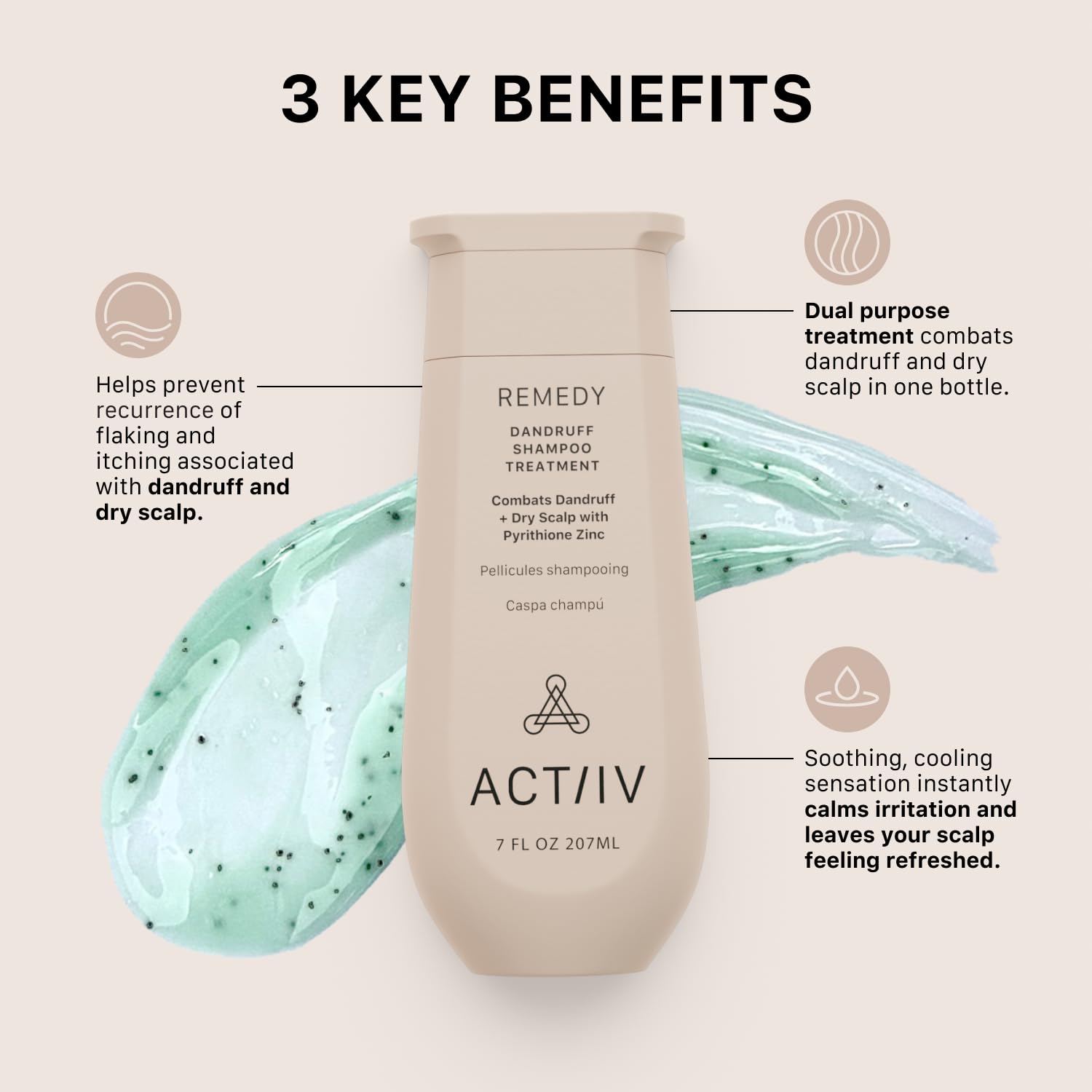 ACTIIV Remedy Dandruff Shampoo Treatment | Plant-Based, Color-Safe & Vegan